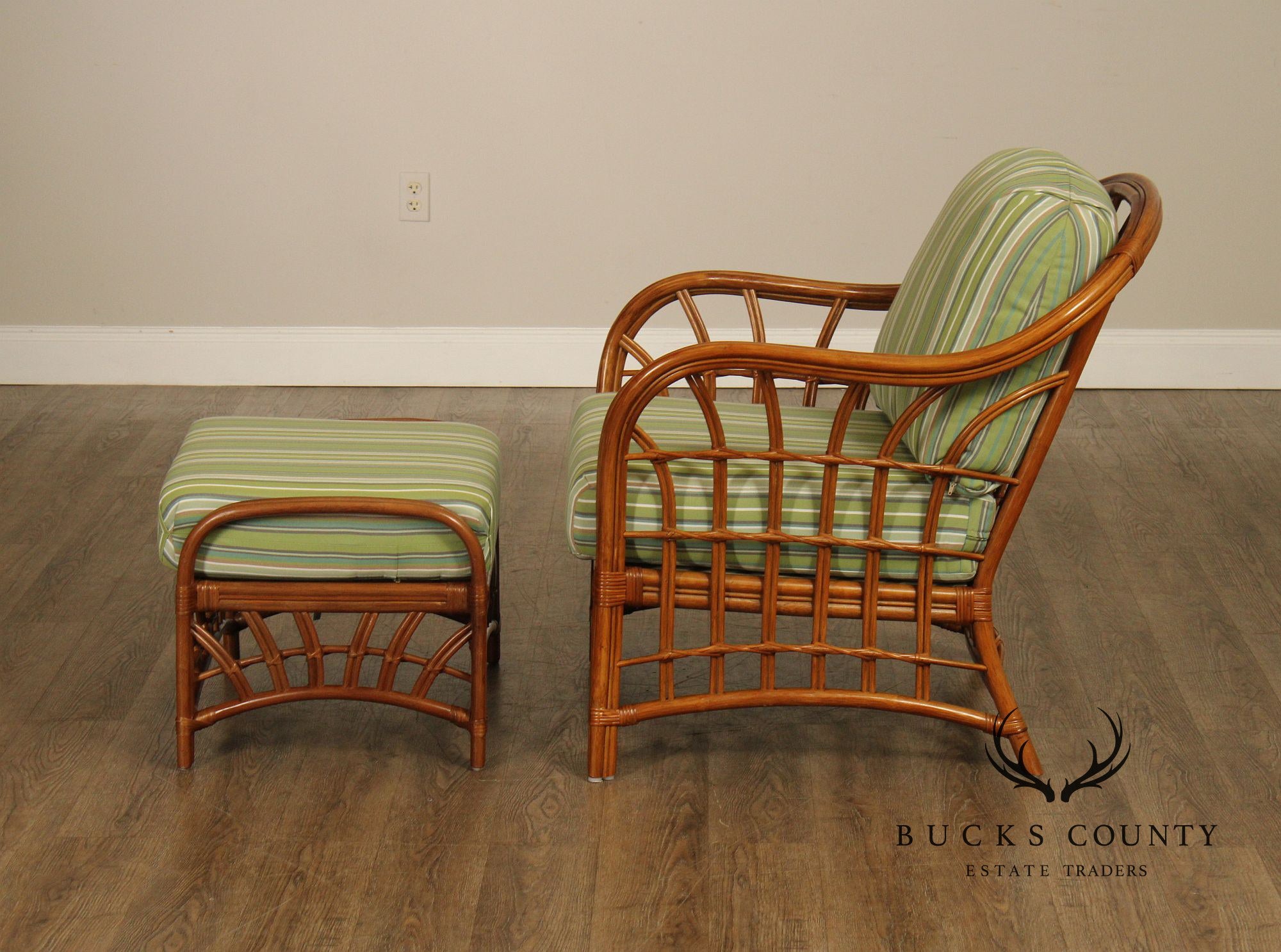 South Sea Rattan 'New Kauai' Lounge Chair with Ottoman