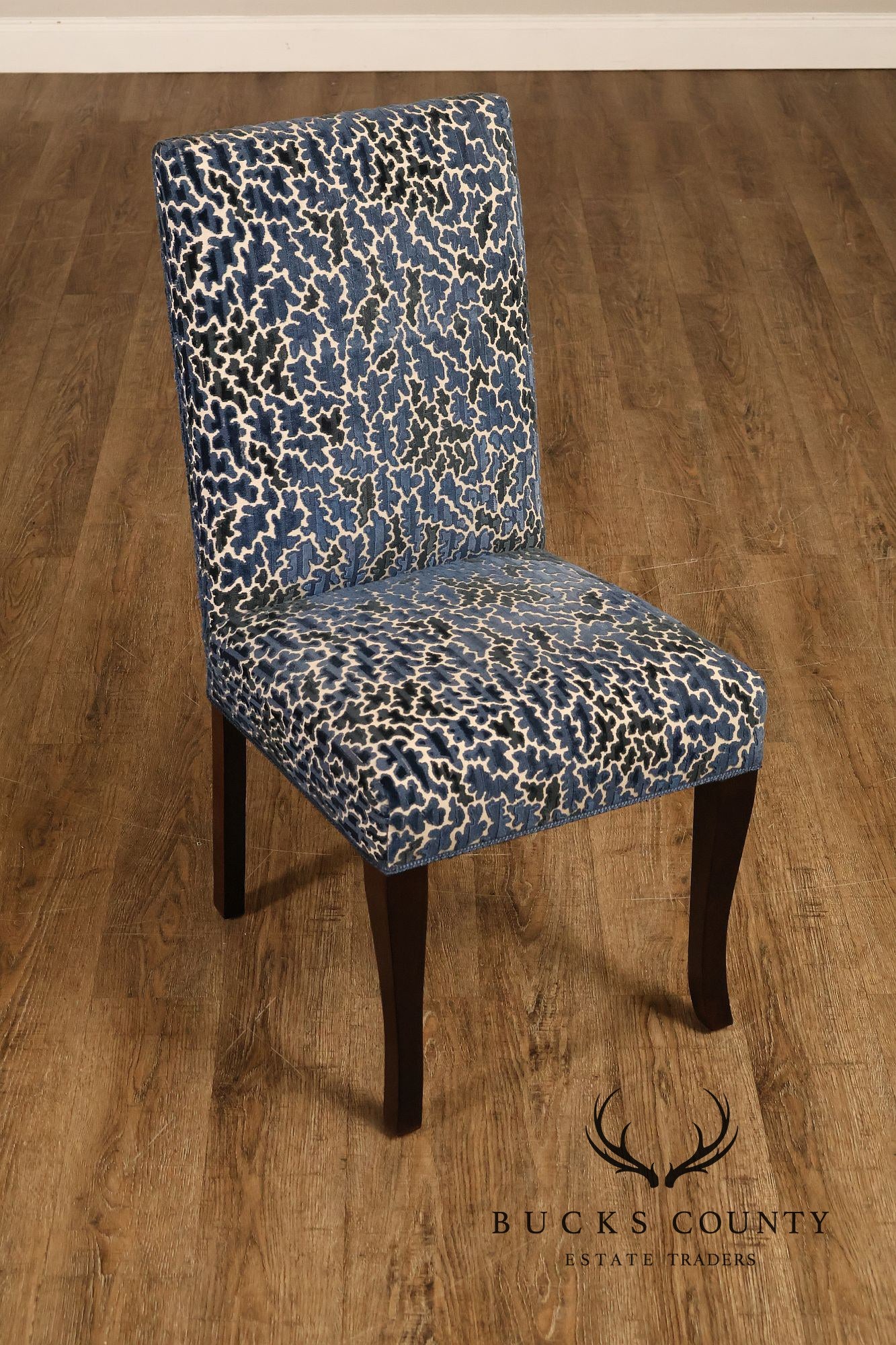 Contemporary Set of Eight Upholstered Dining Chairs