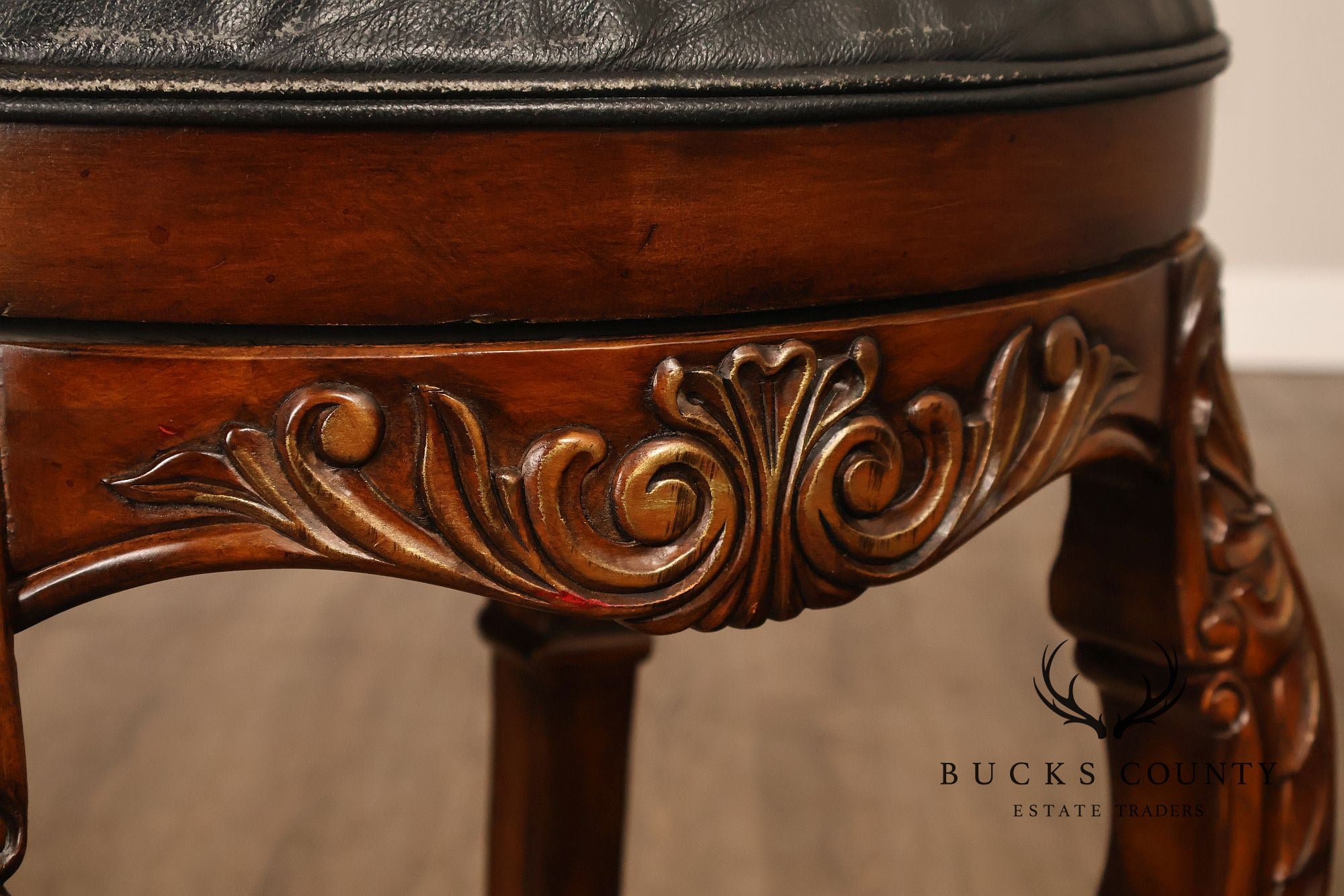 Rococo Style Set Of Four Carved Frame Swivel Barstools