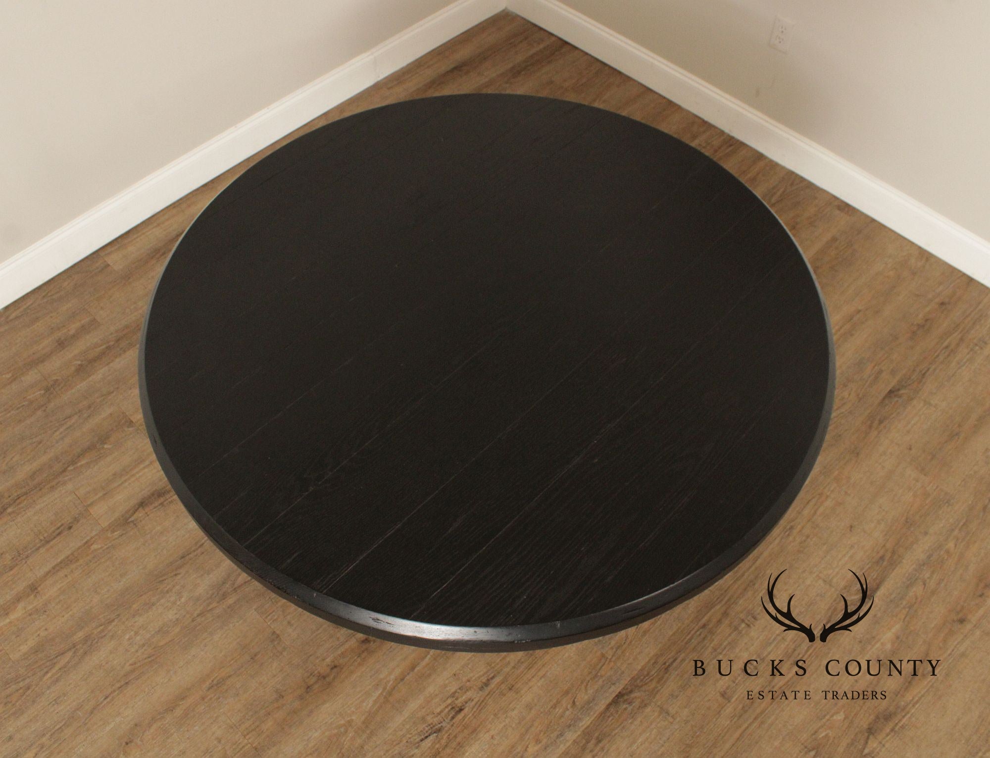 Ebonized Round Top Pedestal Dining Table