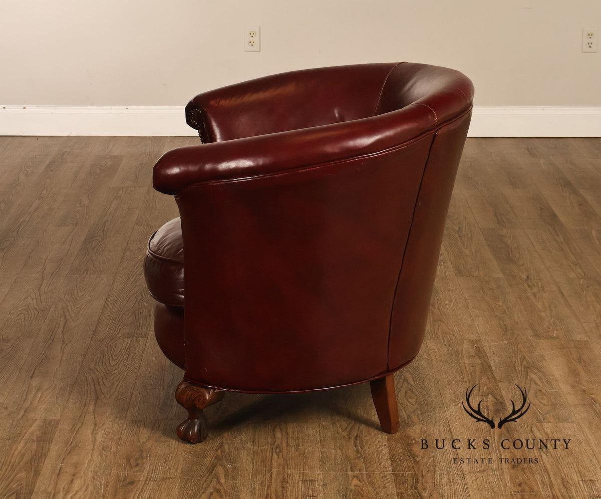 Old Hickory Tannery Burgundy Leather Nailhead Trim Club Chair