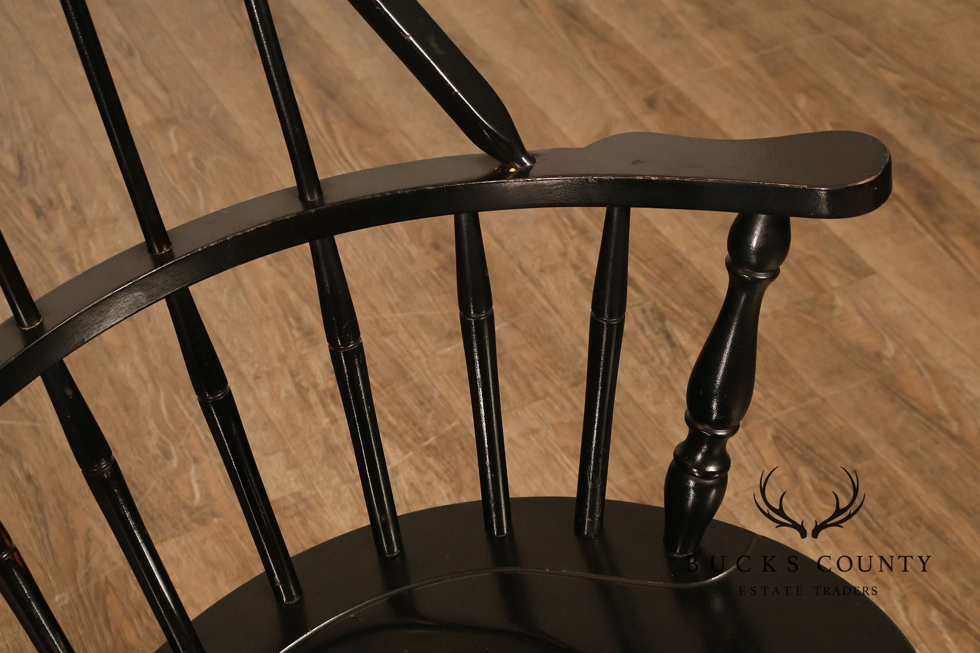 Nichols And Stone Set Of Six Black Windsor Dining Chairs