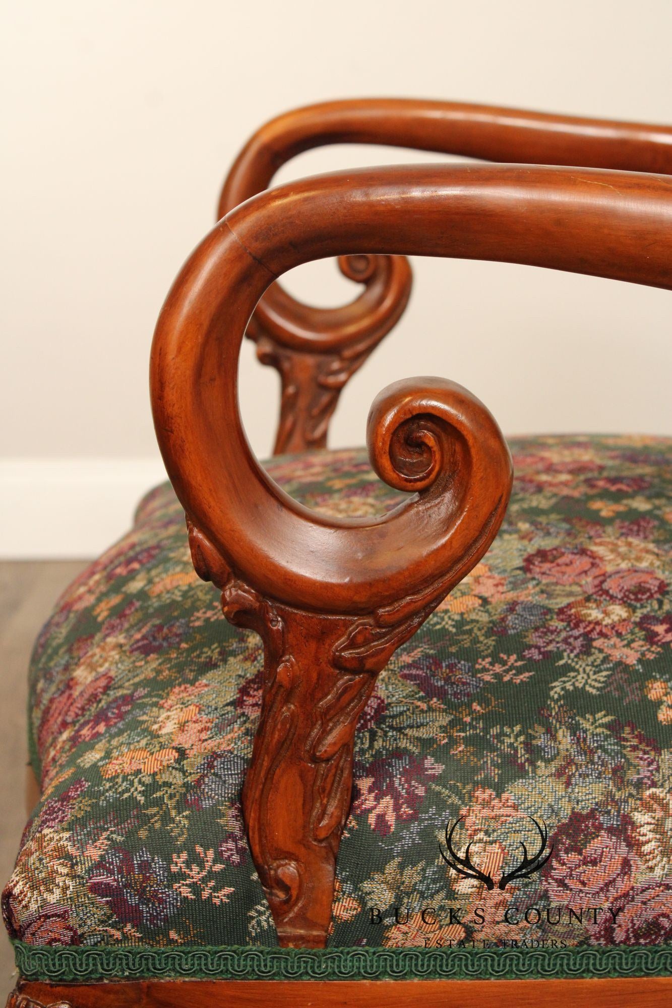 Regency Style Pair of Carved Parlor Armchairs