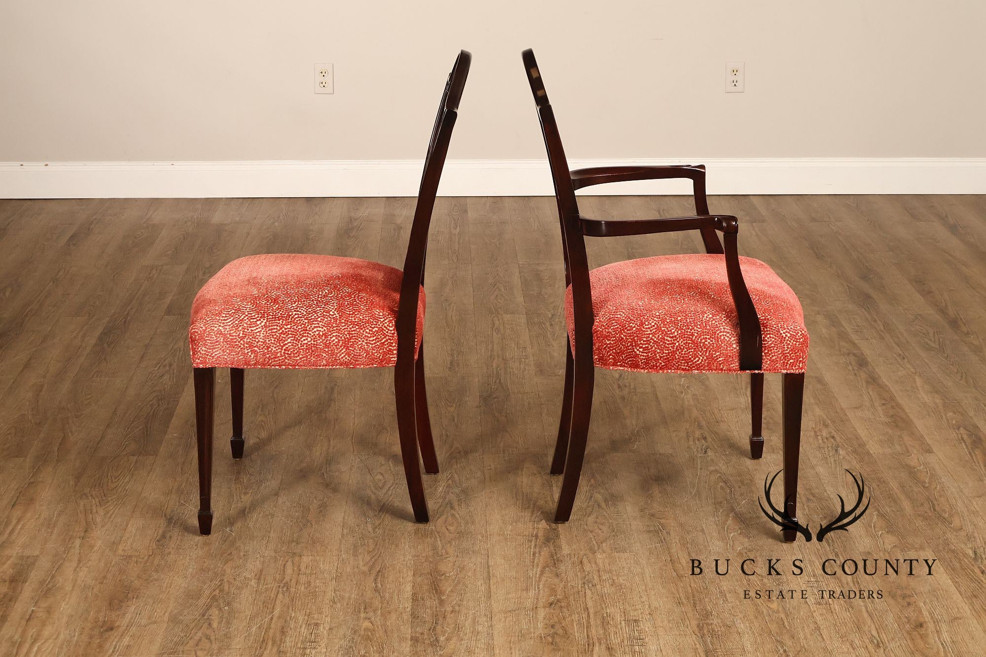 Stickley Federal Mahogany Set Of Eight Shield Back Dining Chairs