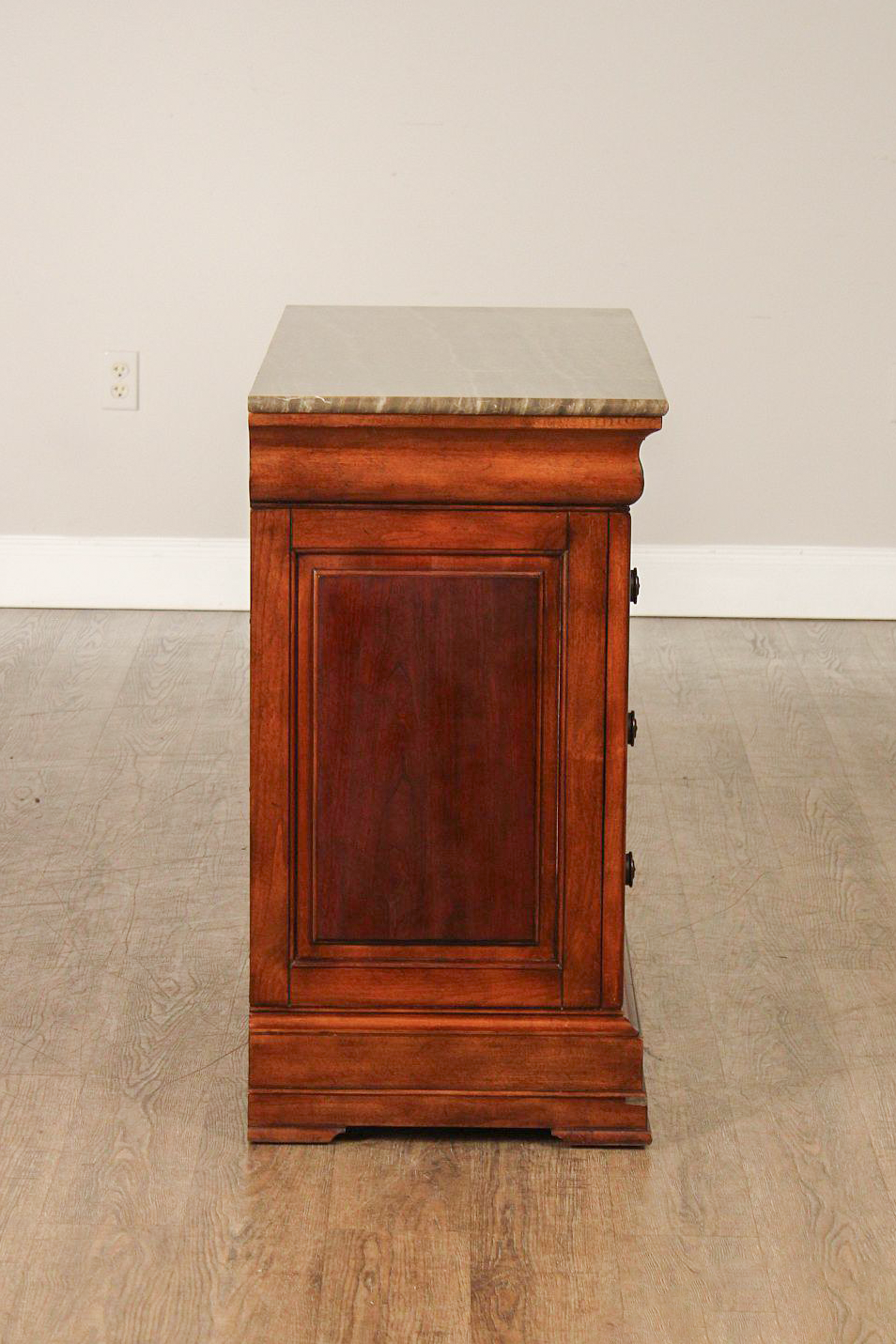 Ethan Allen Louis Philippe Style Pair of 'Fisher' Marble Top Chests