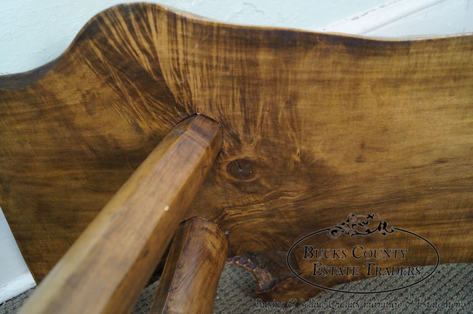 Rustic Slab Wood Coffee Table Bench