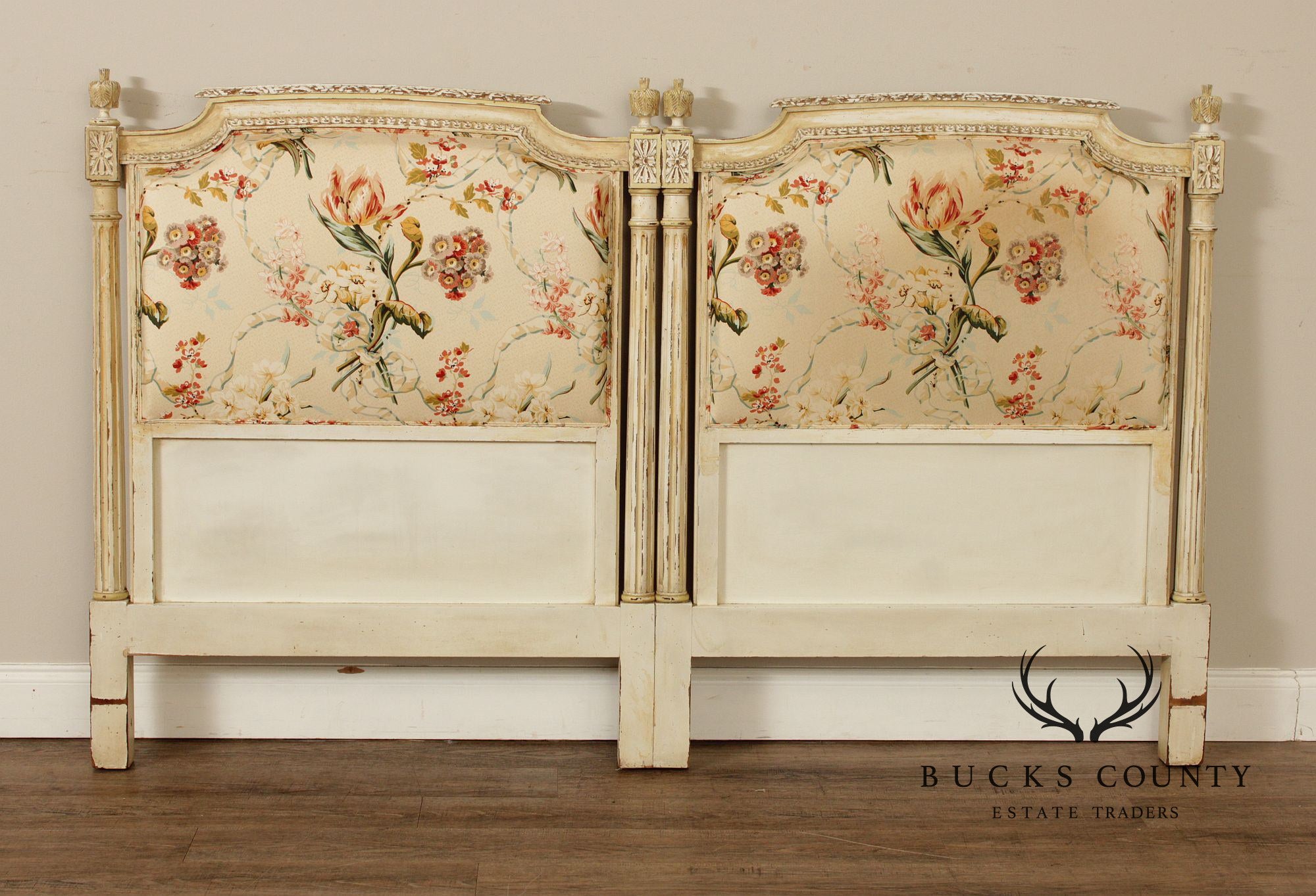 French Louis XVI Style Upholstered King Headboard