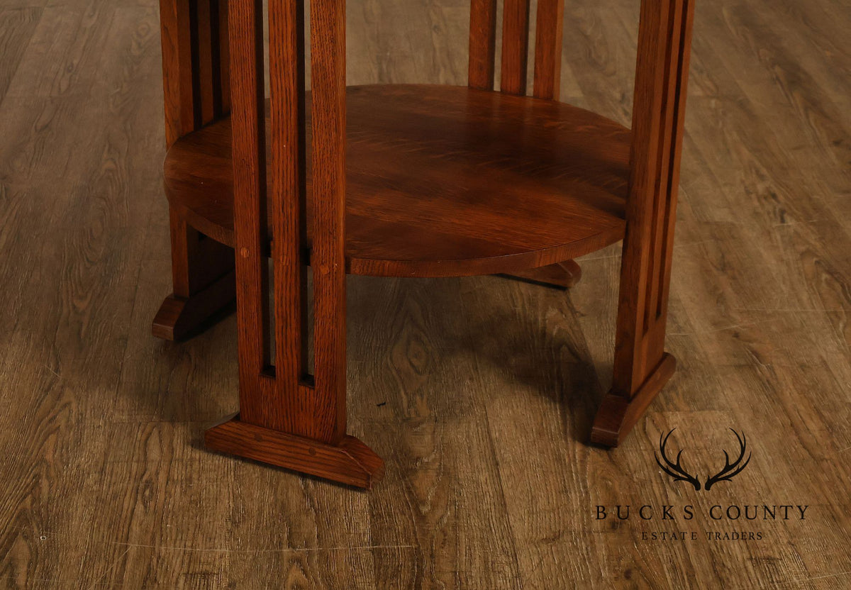 Stickley Mission Collection Oak Round Lamp Table