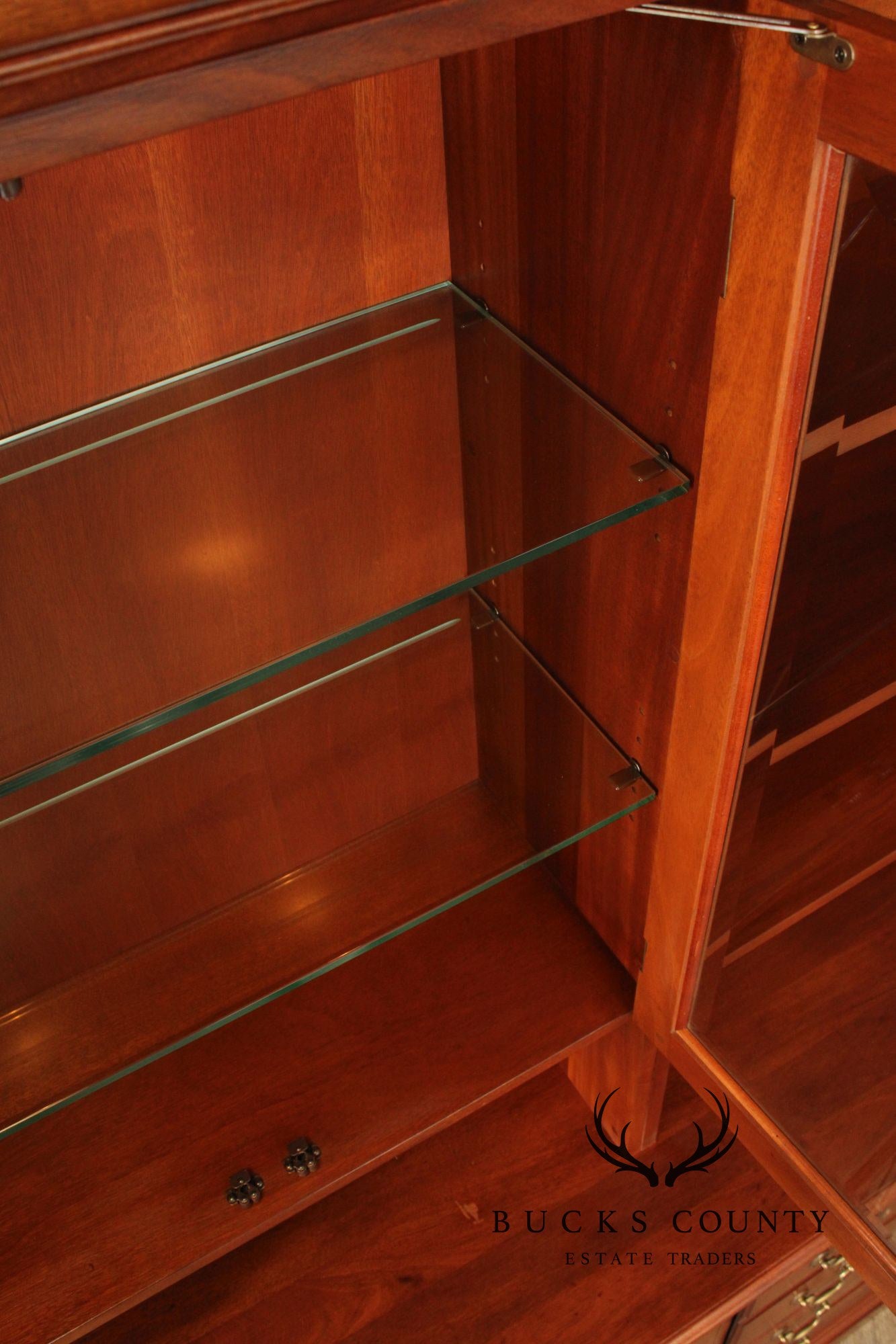 Stickley Chippendale Style Large Mahogany Credenza Bookcase