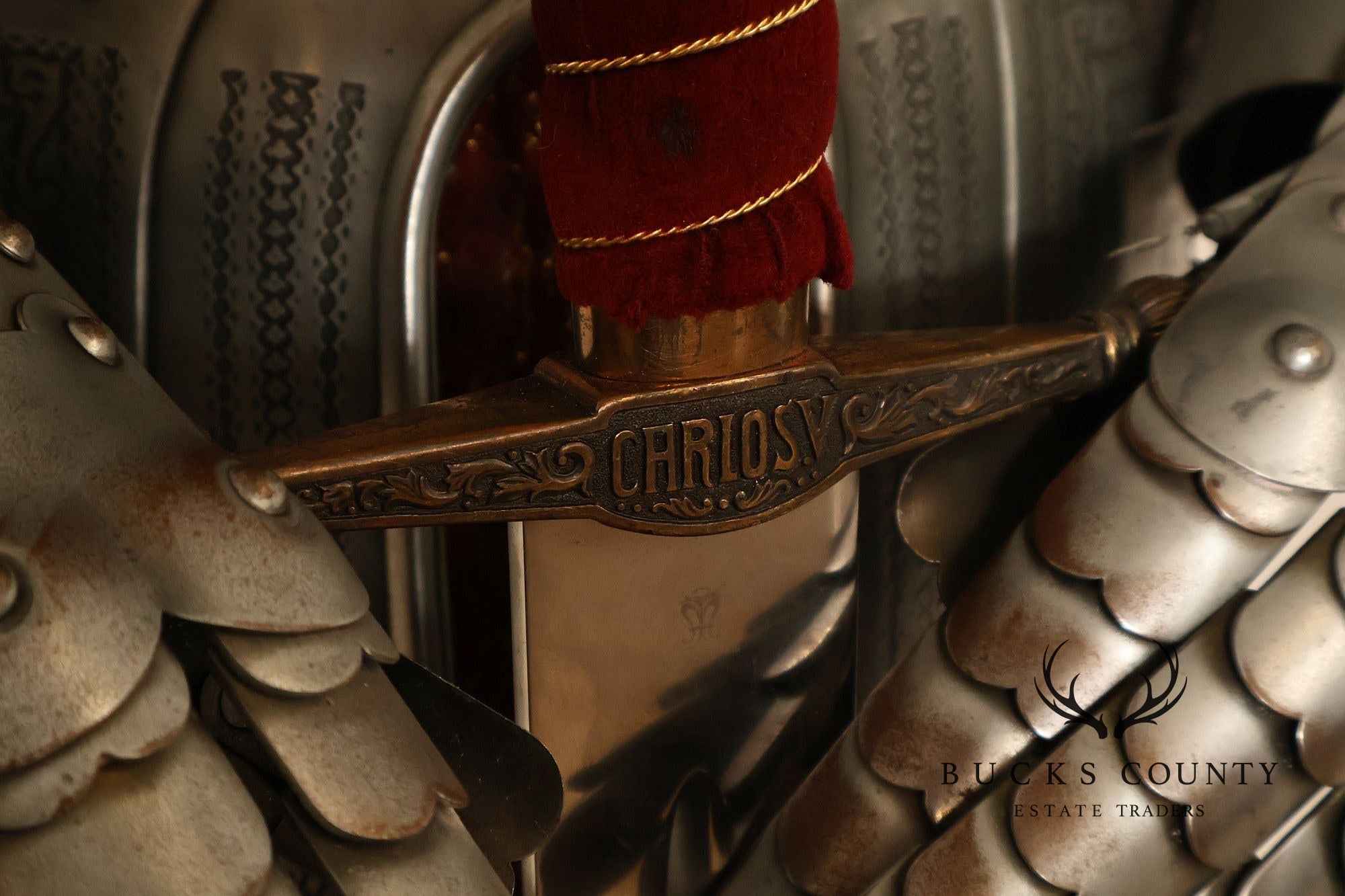 Marto Toledo Spanish Engraved Full Suit of Armor with Sword