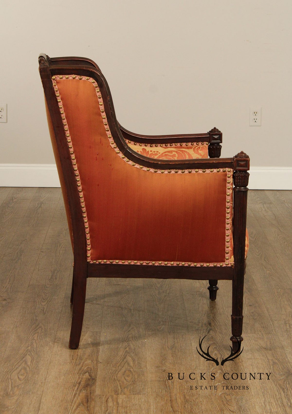 English Regency Style Antique Carved Mahogany Armchair