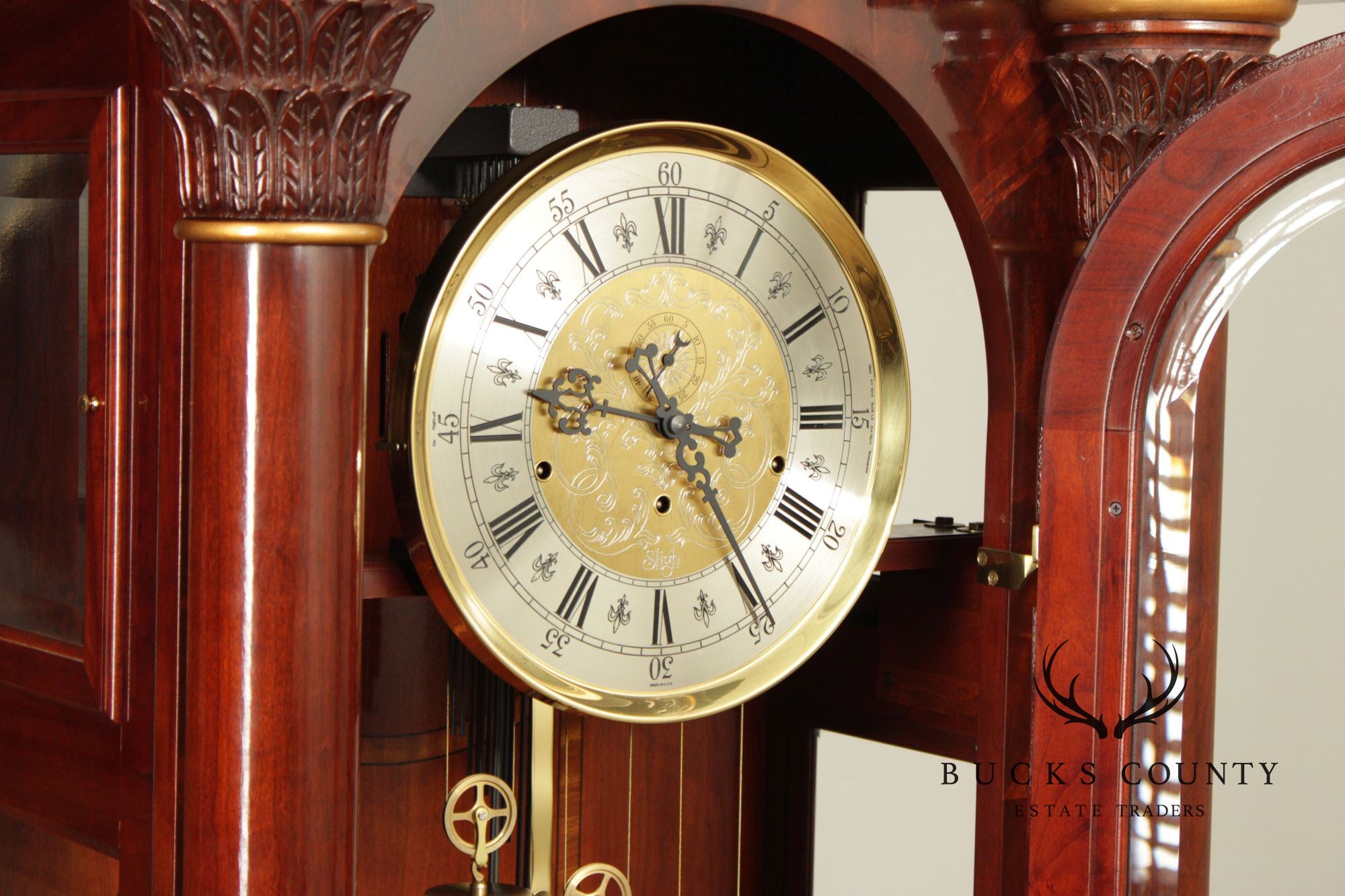 Sligh Mahogany Millennium Limited Edition Grandfather Clock With Corinthian Columns