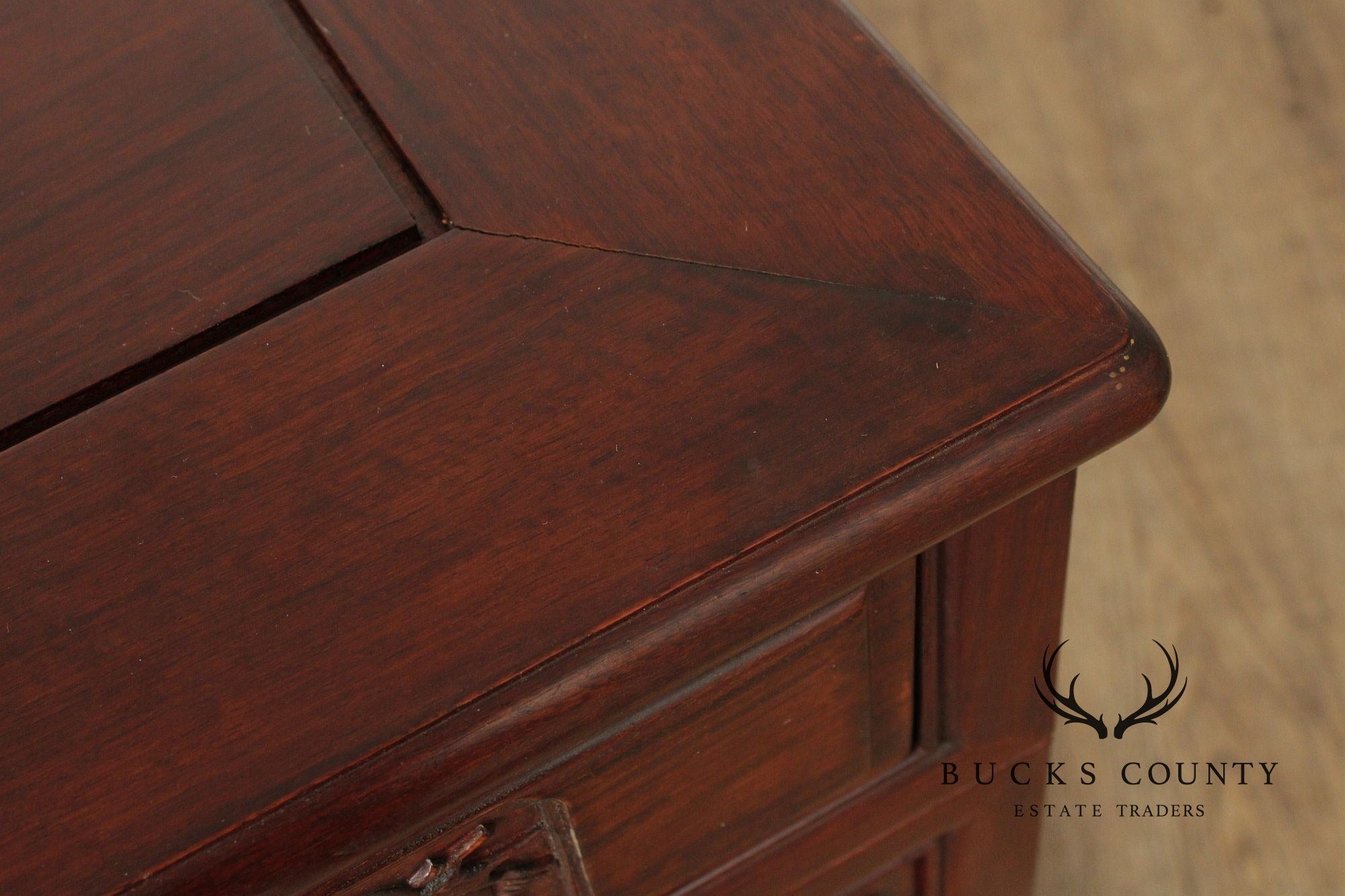 Chinese Rosewood Vintage Pedestal Executive Desk