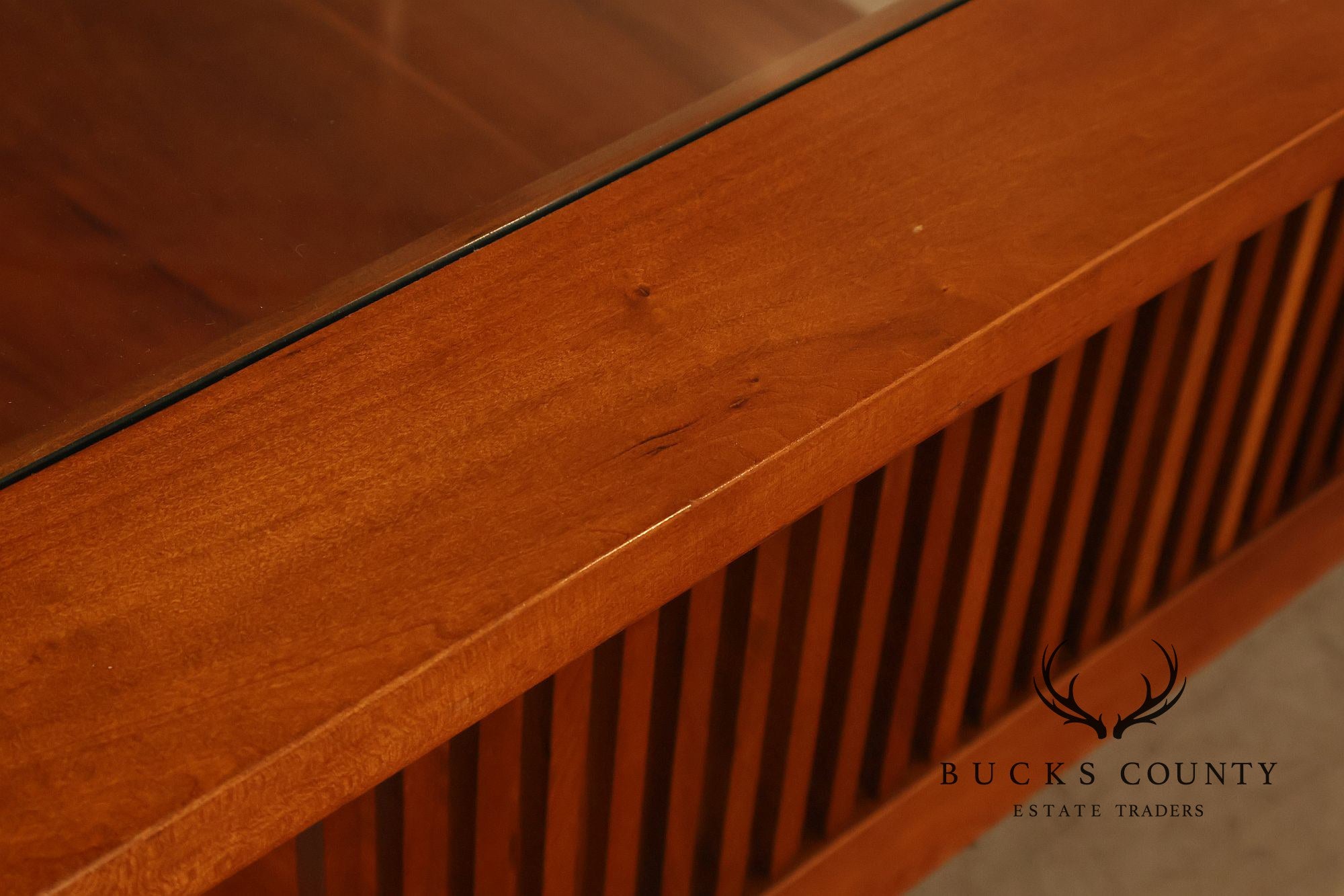 Stickley Mission Collection Glass Top Cherry Cocktail Table
