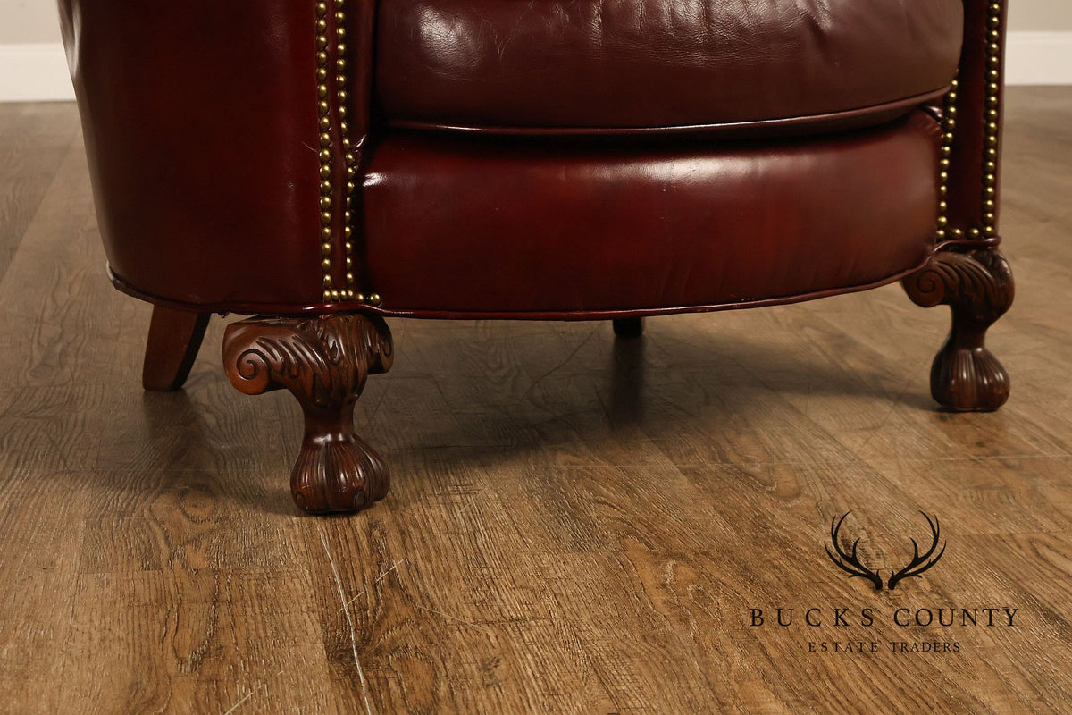Old Hickory Tannery Burgundy Leather Nailhead Trim Club Chair