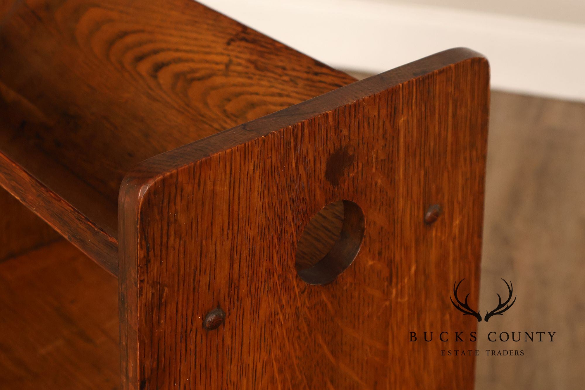 Antique Arts And Crafts Book Trough Magazine Stand