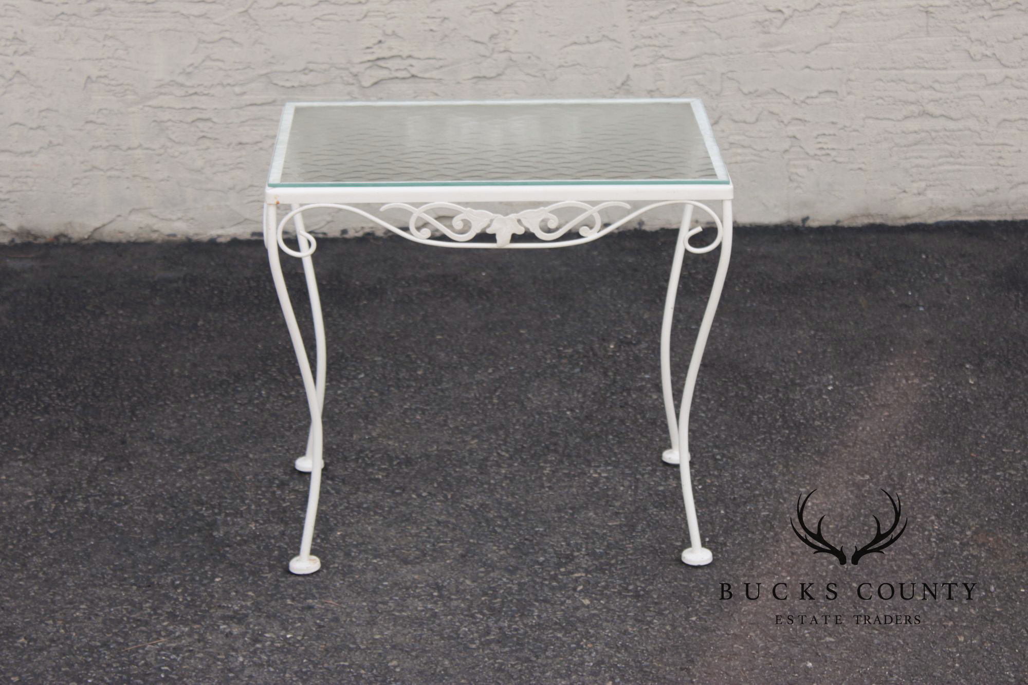 Vintage Wrought Iron And Glass Patio Side Table