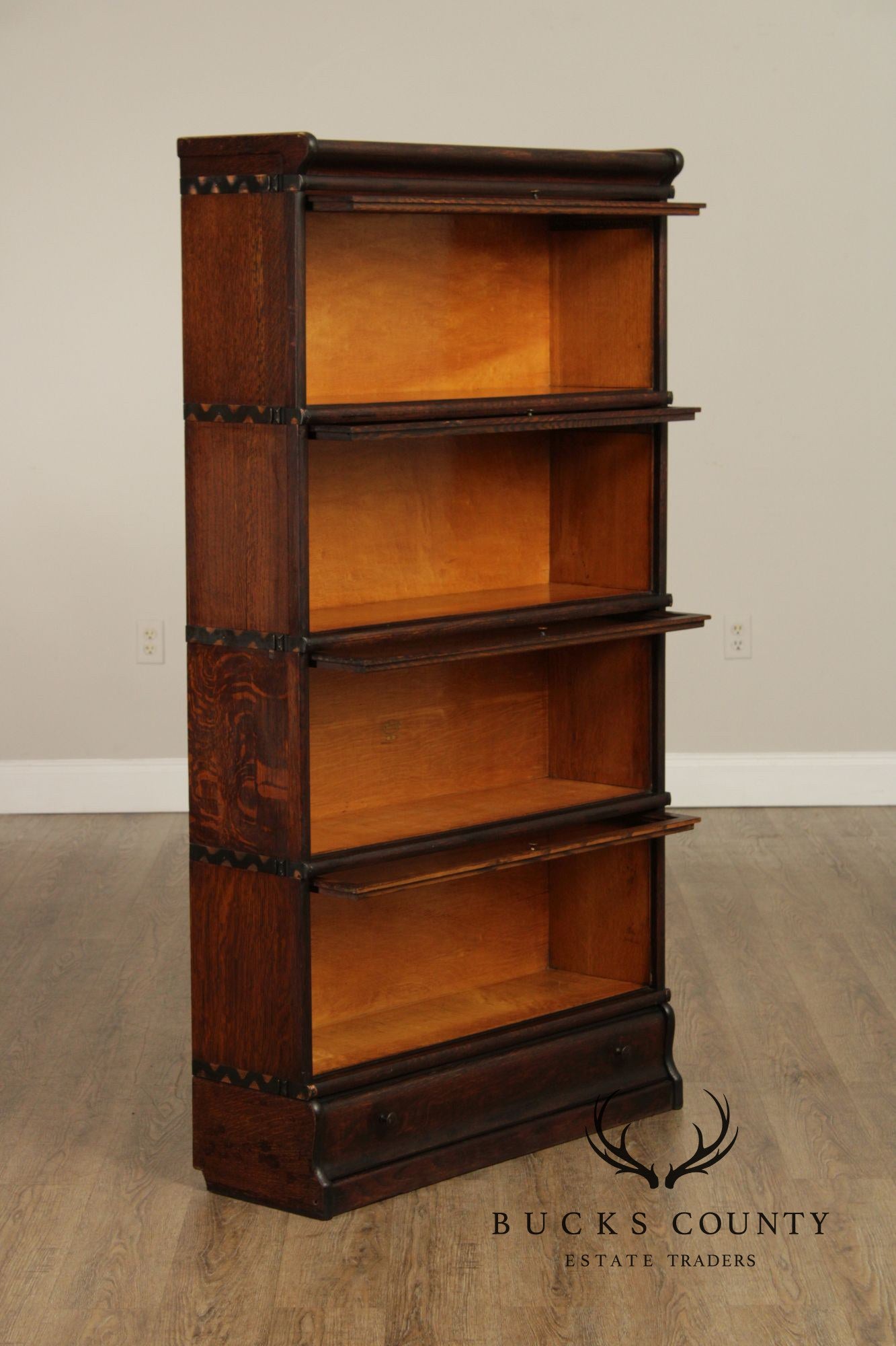 Macey Antique Oak Four-Stack Barrister Bookcase