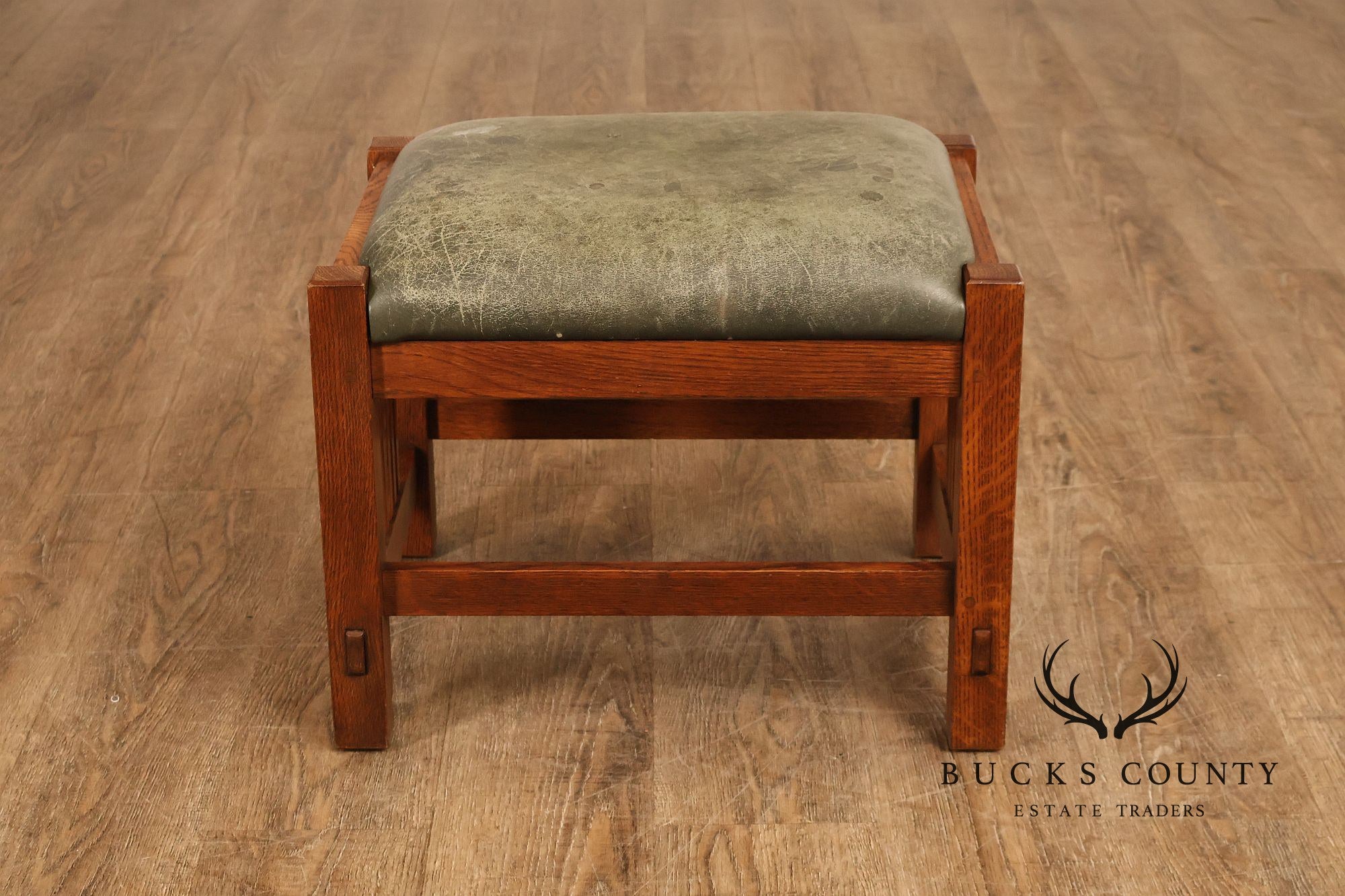 Stickley Mission Collection Oak Bent Arm Morris Chair and Ottoman