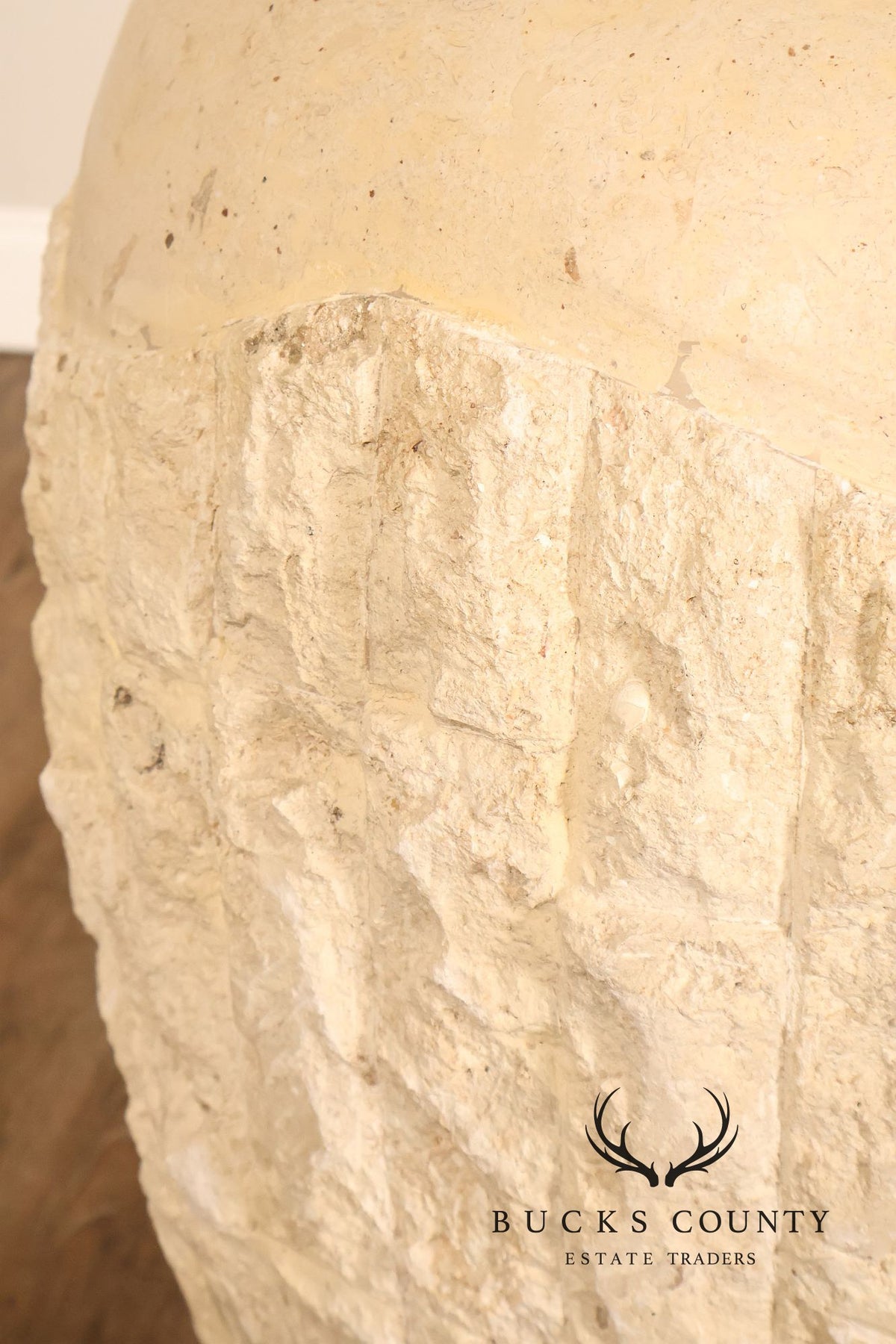 Pair Of Mactan Coral Limestone Tessellated Carved Stone Urns