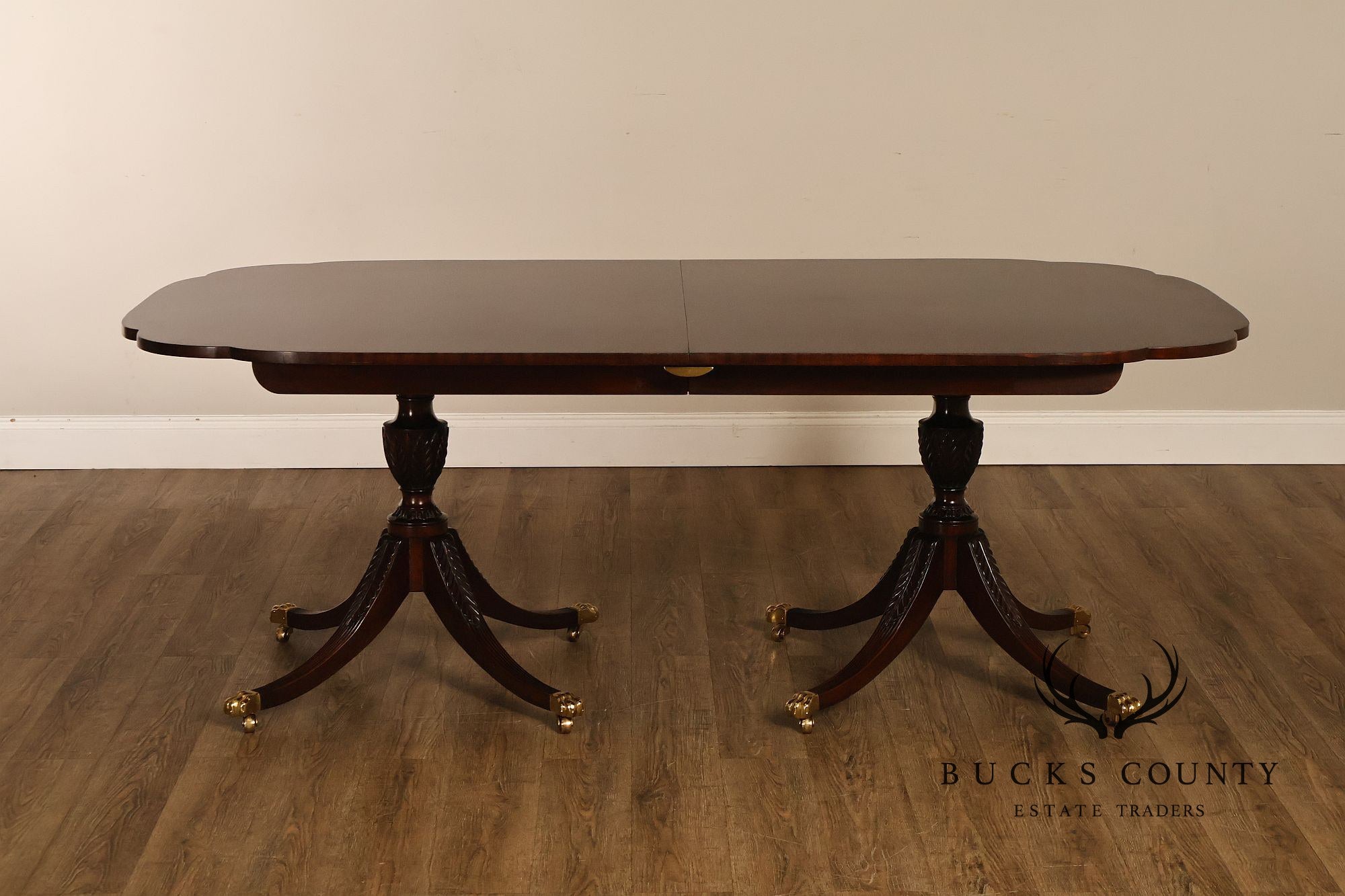Kindel Georgian Style Double Pedestal Mahogany Dining Table