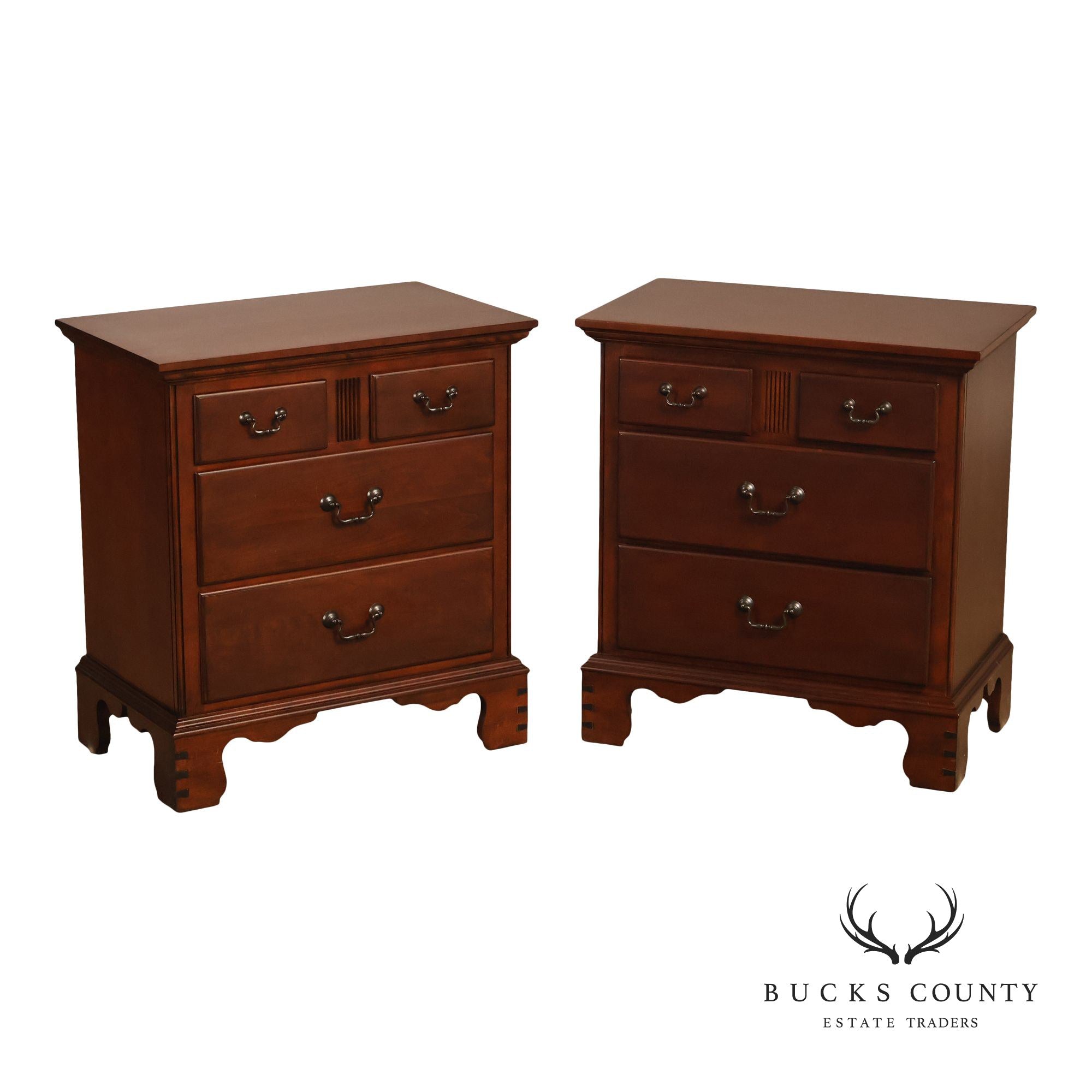Pennsylvania House Chippendale Style Pair of Cherry Nightstands