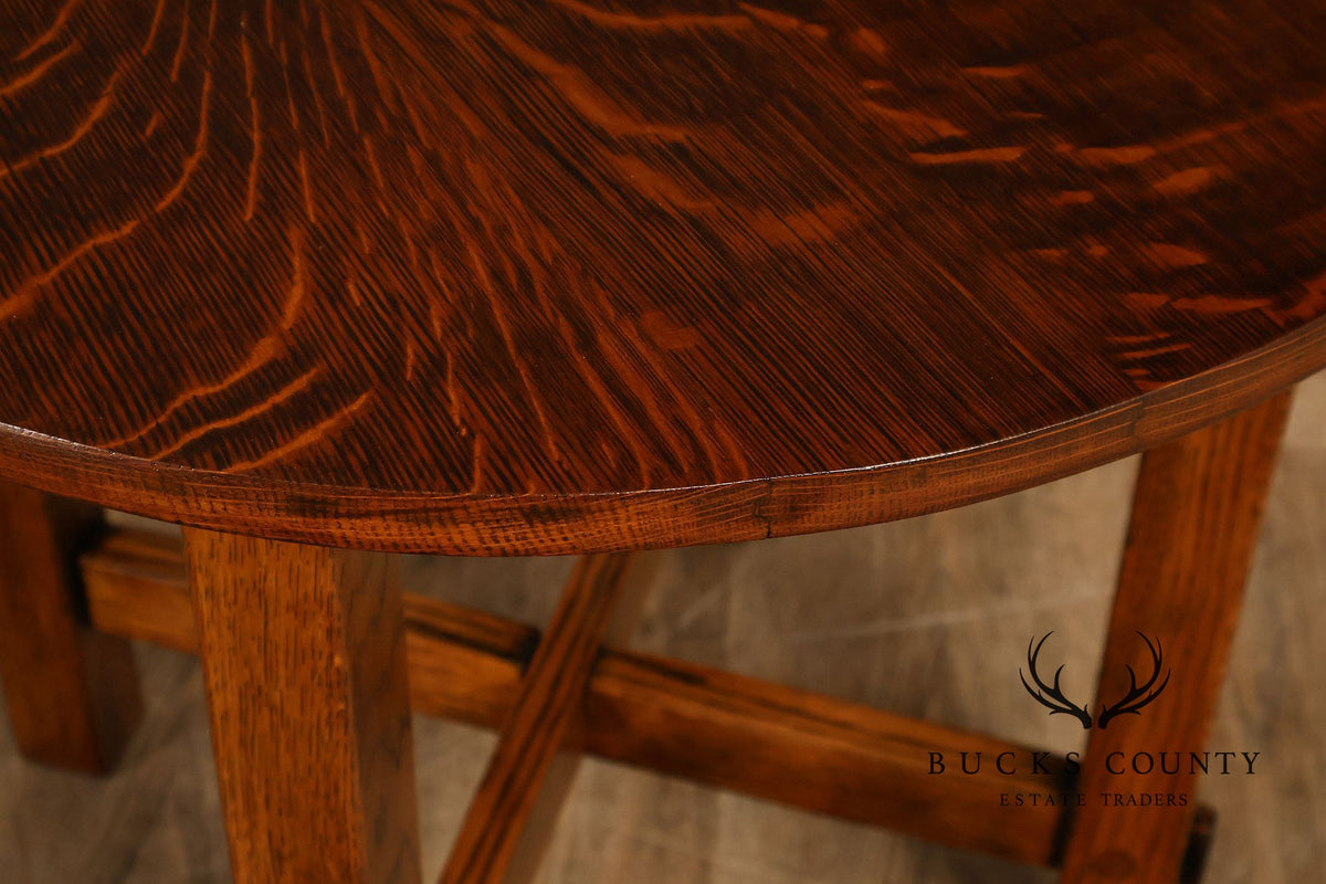 Antique Arts And Crafts Mission Quarter-Sawn Oak Round Table