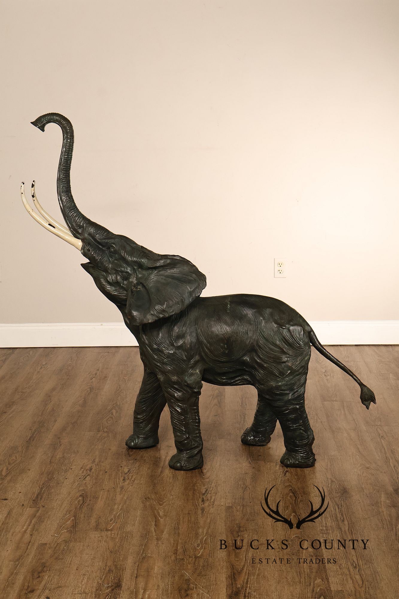 Monumental Patinated Bronze Elephant Statue