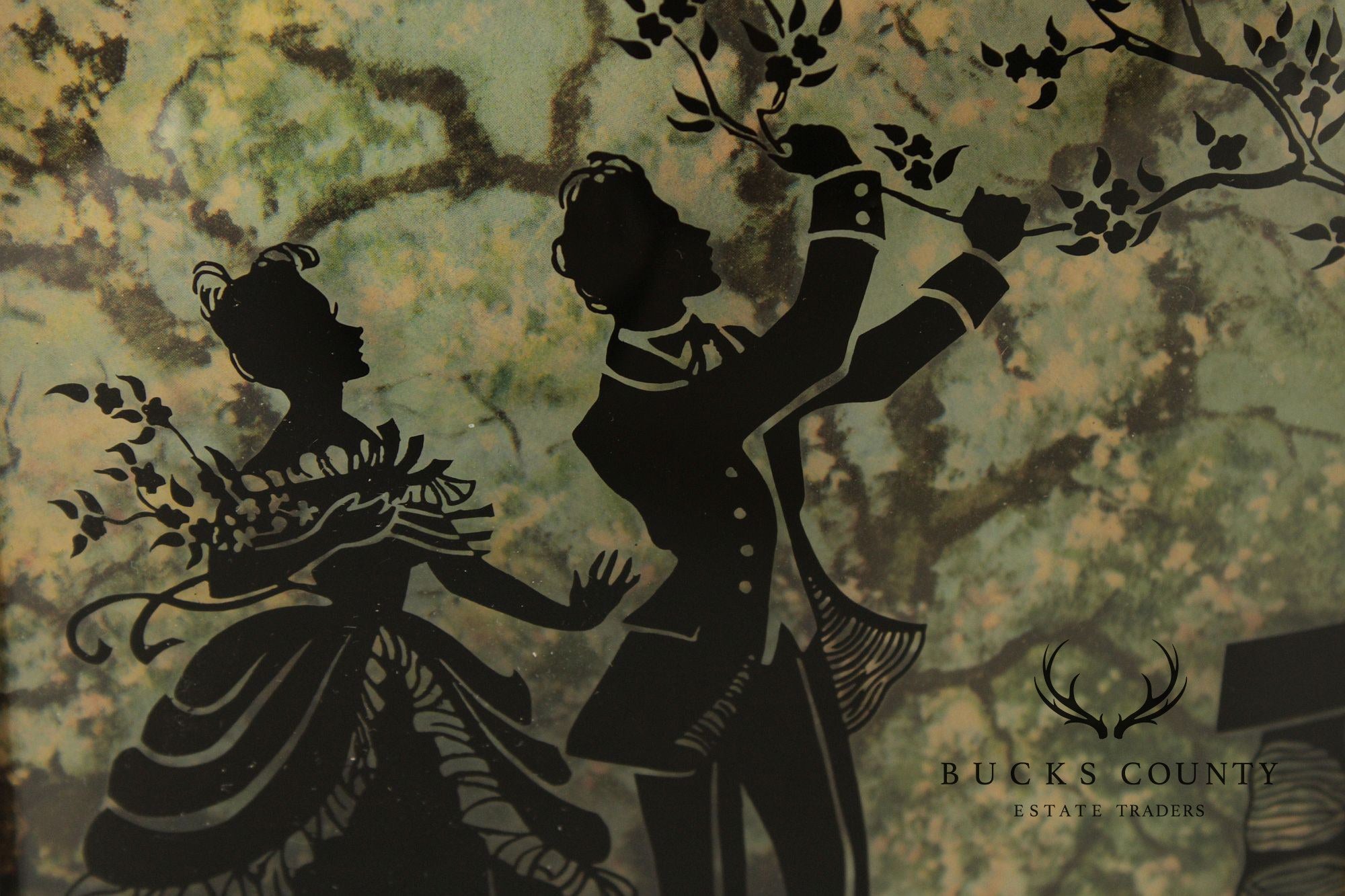 Vintage Pair of Reverse Painted Courtship Silhouettes