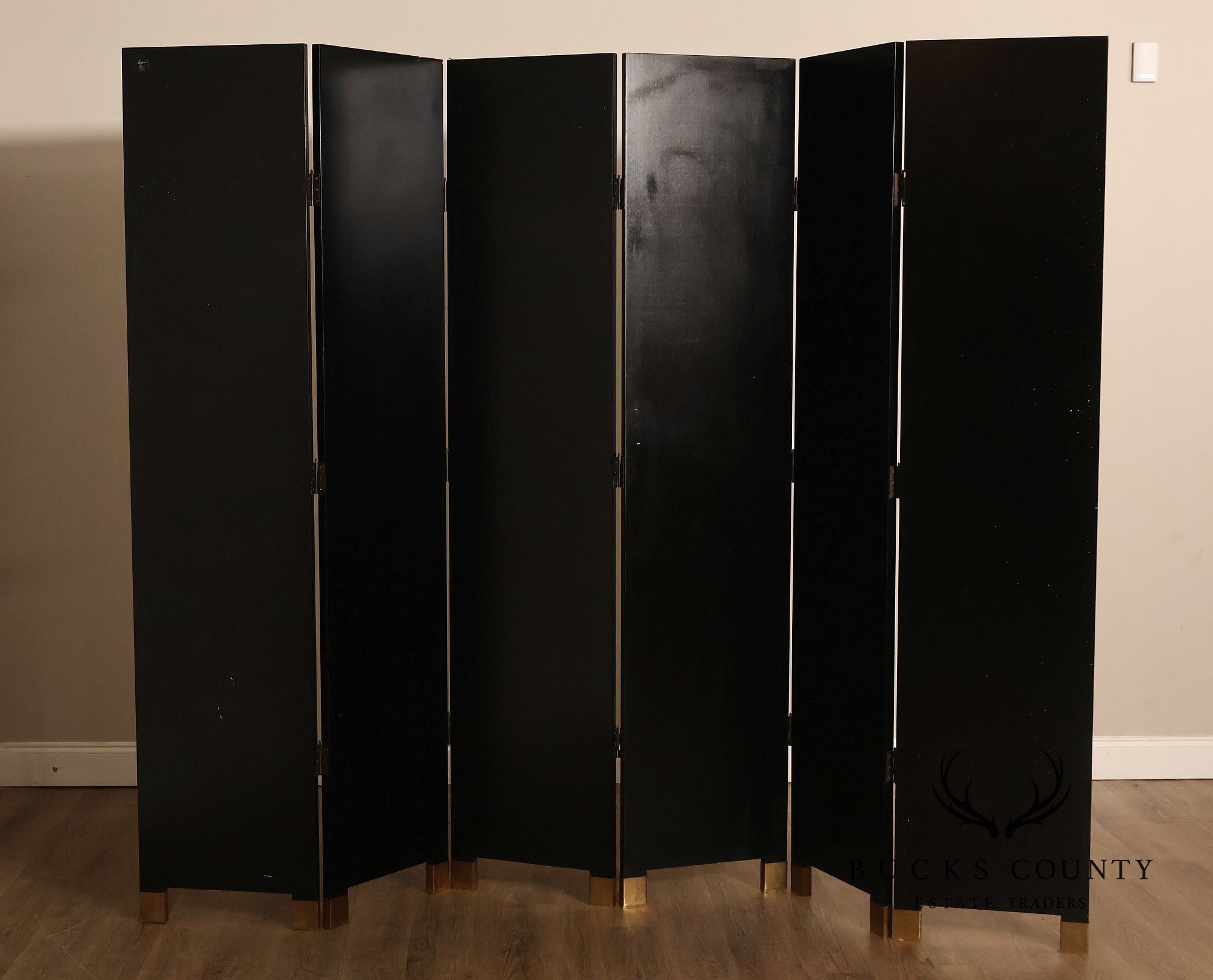 Japanese Style Hand Painted Lacquered Six-Panel Room Divider