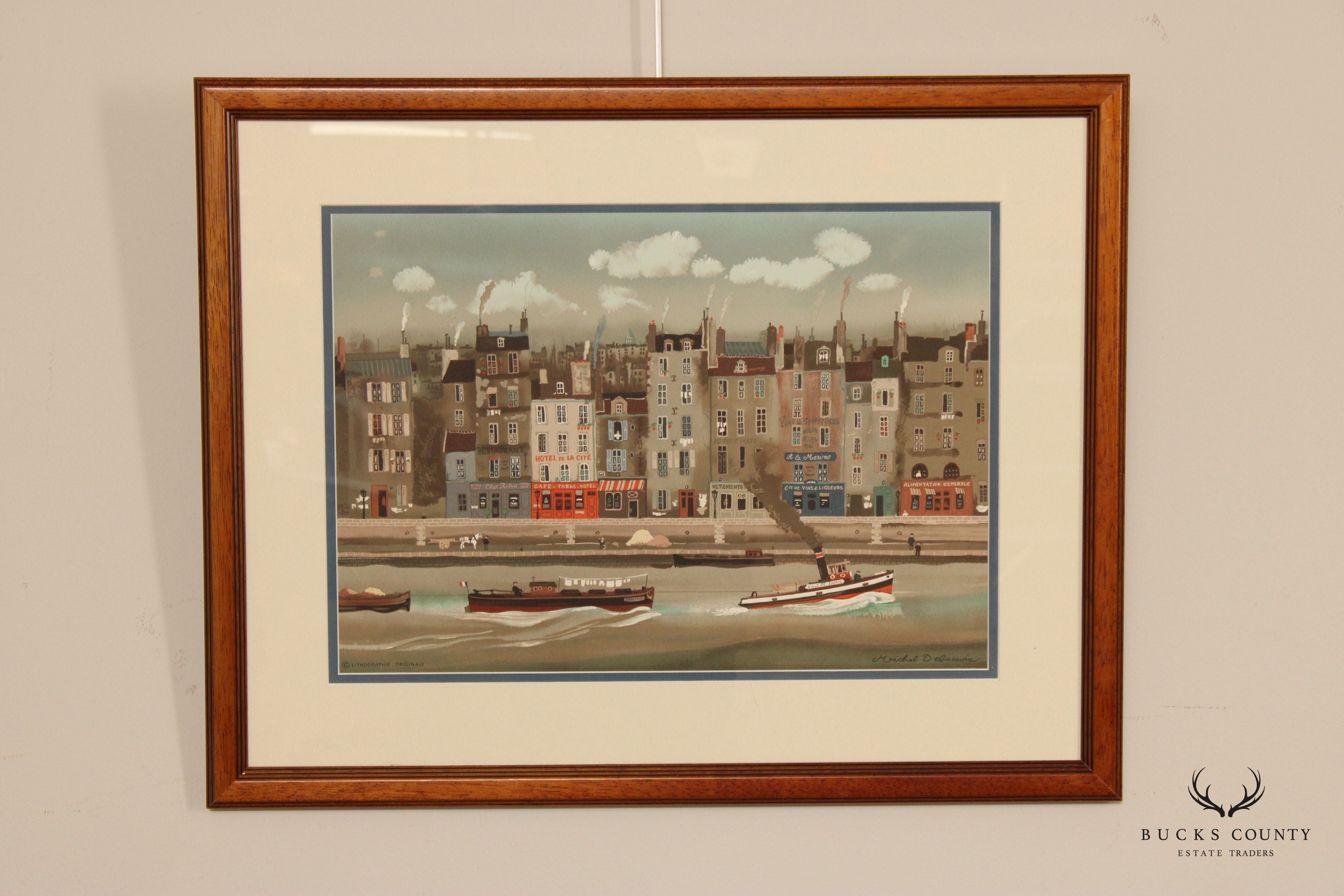 Michel Delacroix 'Le Remorqueur' Framed Colored Lithograph