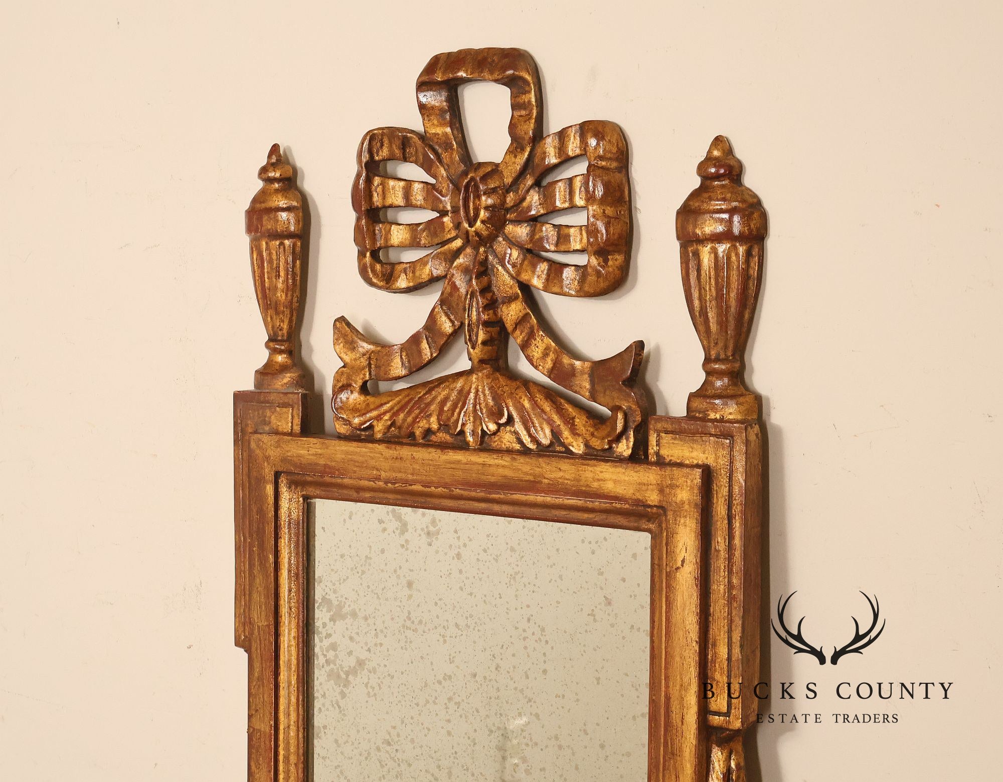 Italian Giltwood Narrow Vintage Wall Mirror Mirror