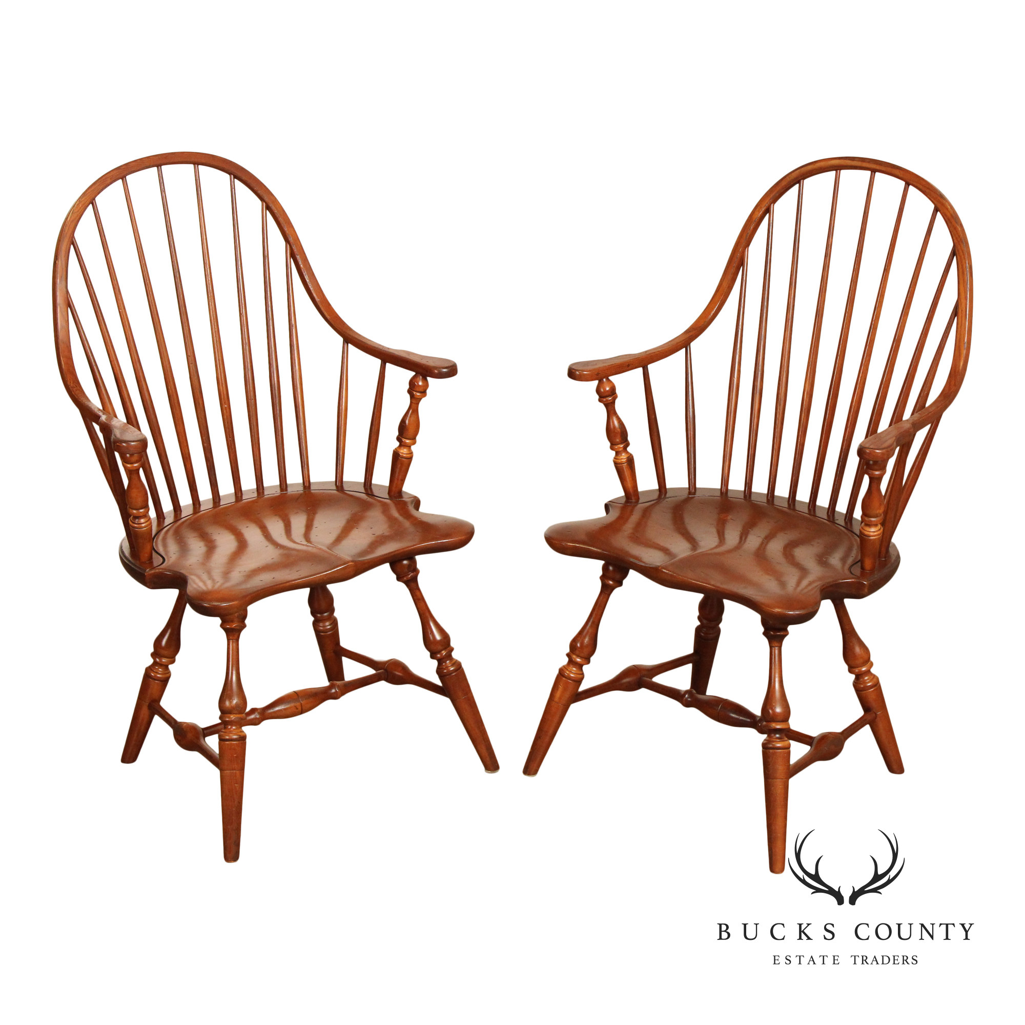 Frederick Duckloe Early American Style Pair of Windsor Armchairs