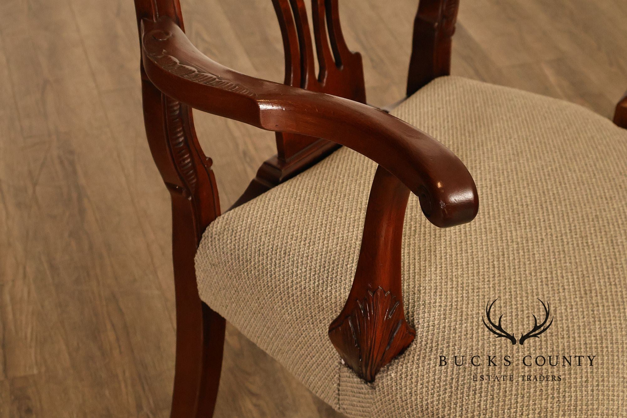 Chippendale Style Set of Eight Carved Mahogany Dining Chairs