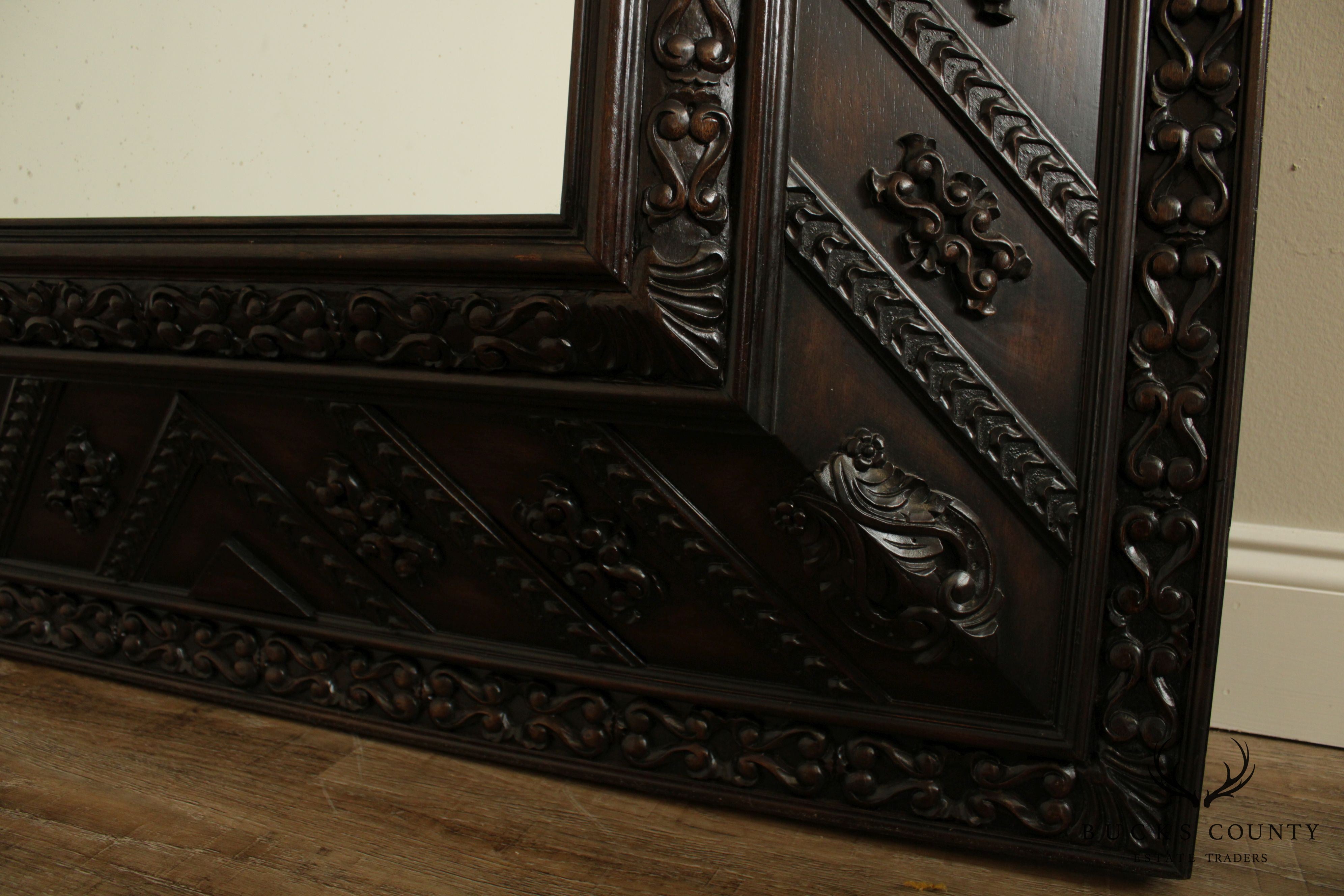 Henredon Ralph Lauren Large Carved Wood Frame Antique Mirror