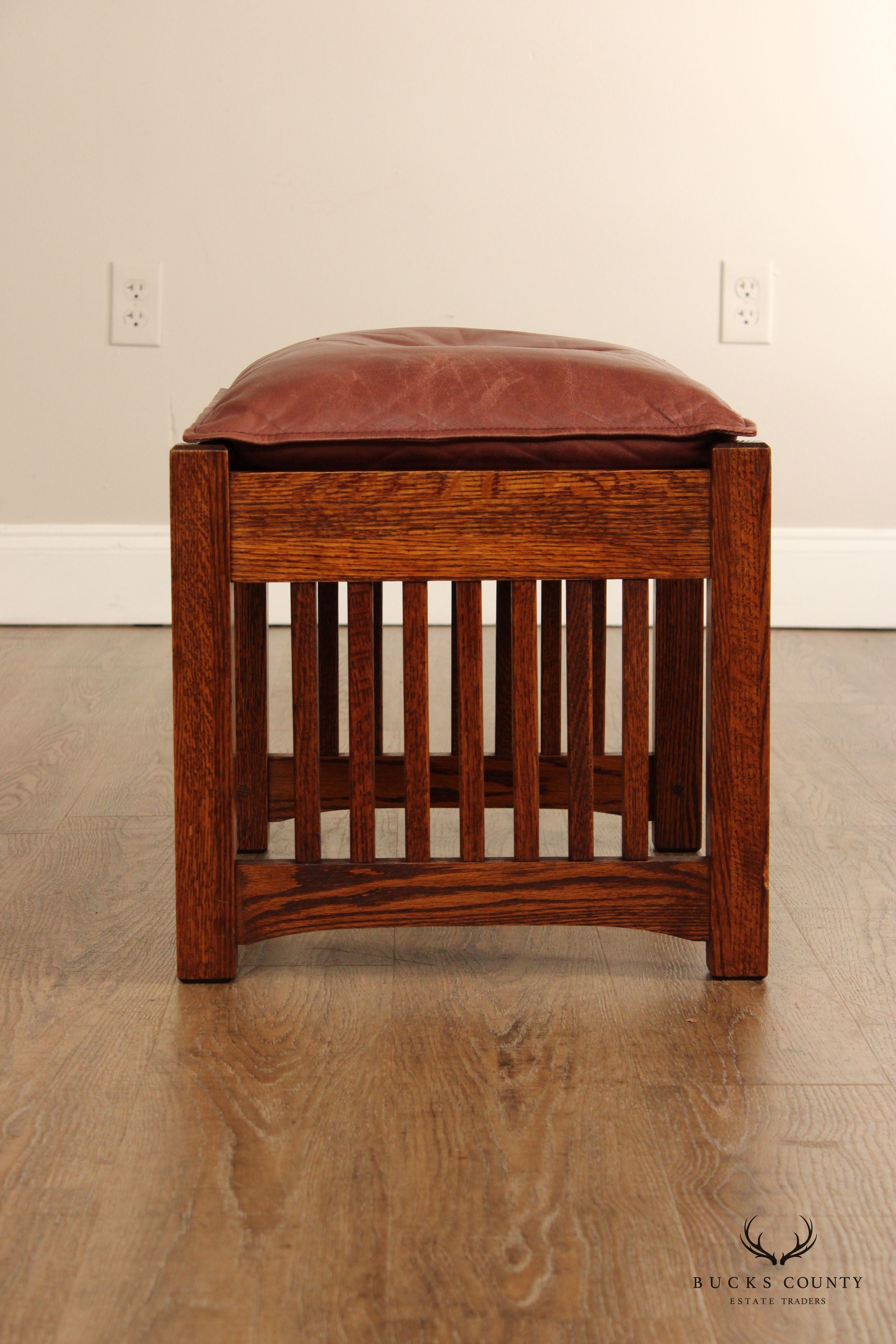 The Michaels Company Mission Style Oak and Leather Footstool