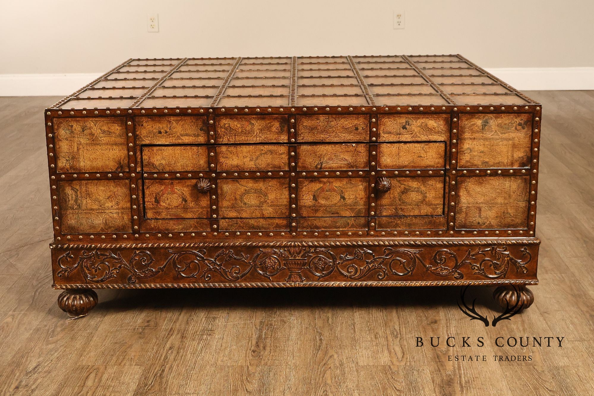 Pulaski 'Espaigne' Large Square Old World Map Storage Coffee Table