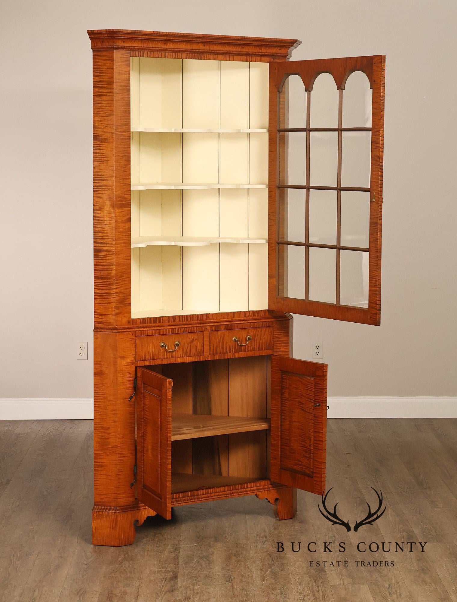 Louis Irion Tiger Maple Corner Cabinet*