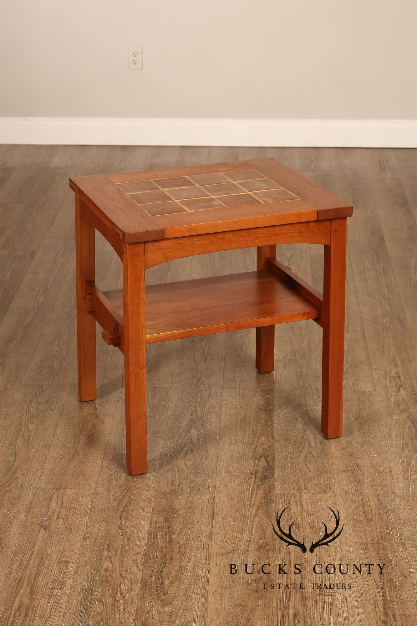 Stickley Mission Collection Pair Of Cherry Tile Top End Tables