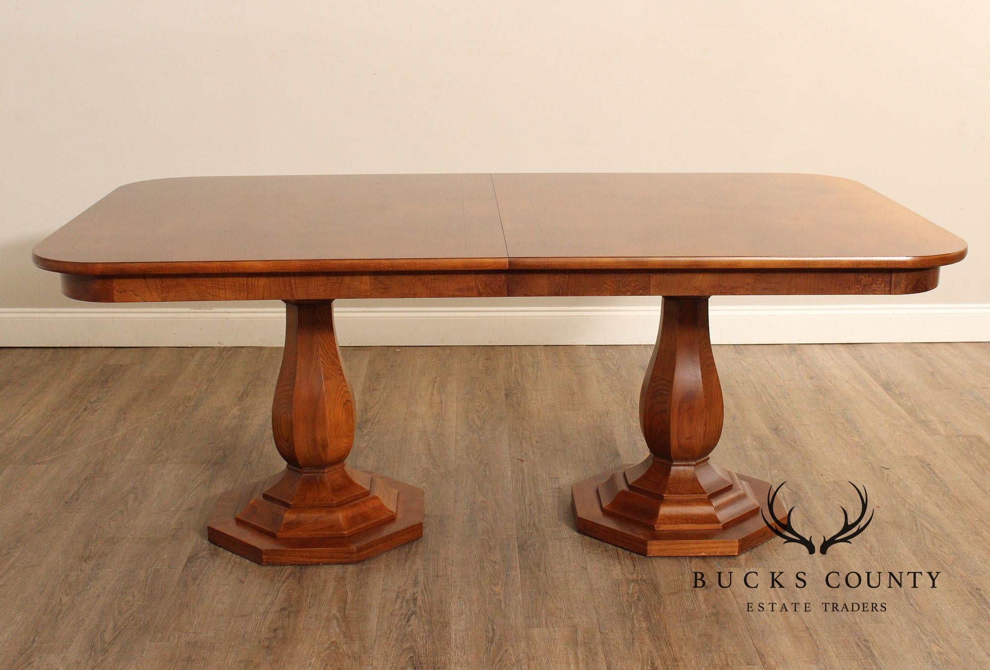 Henredon Burl Wood Charles X Double Pedestal Expandable Dining Table