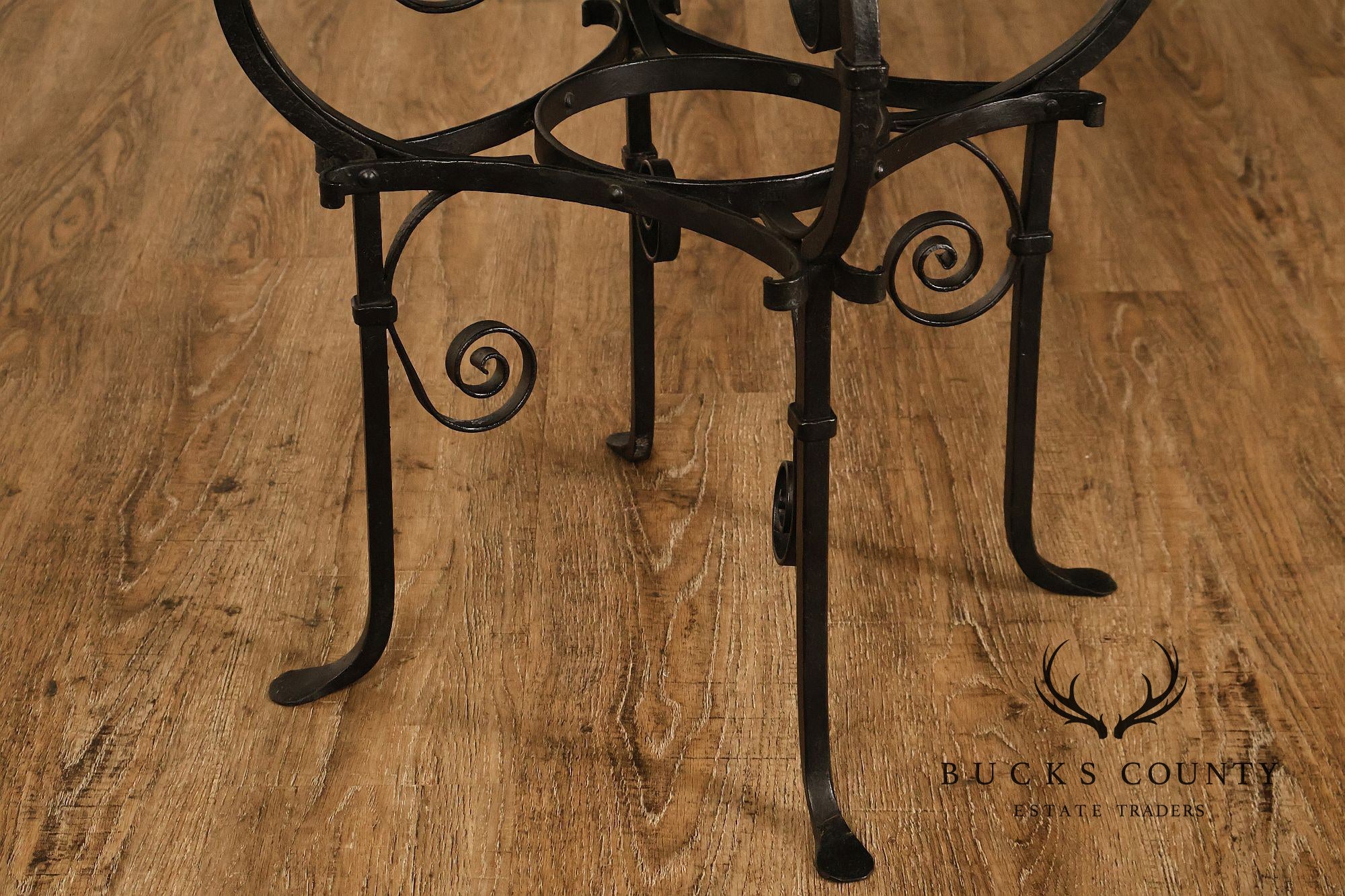 Spanish Revival Style Oak and Wrought Iron Accent Table