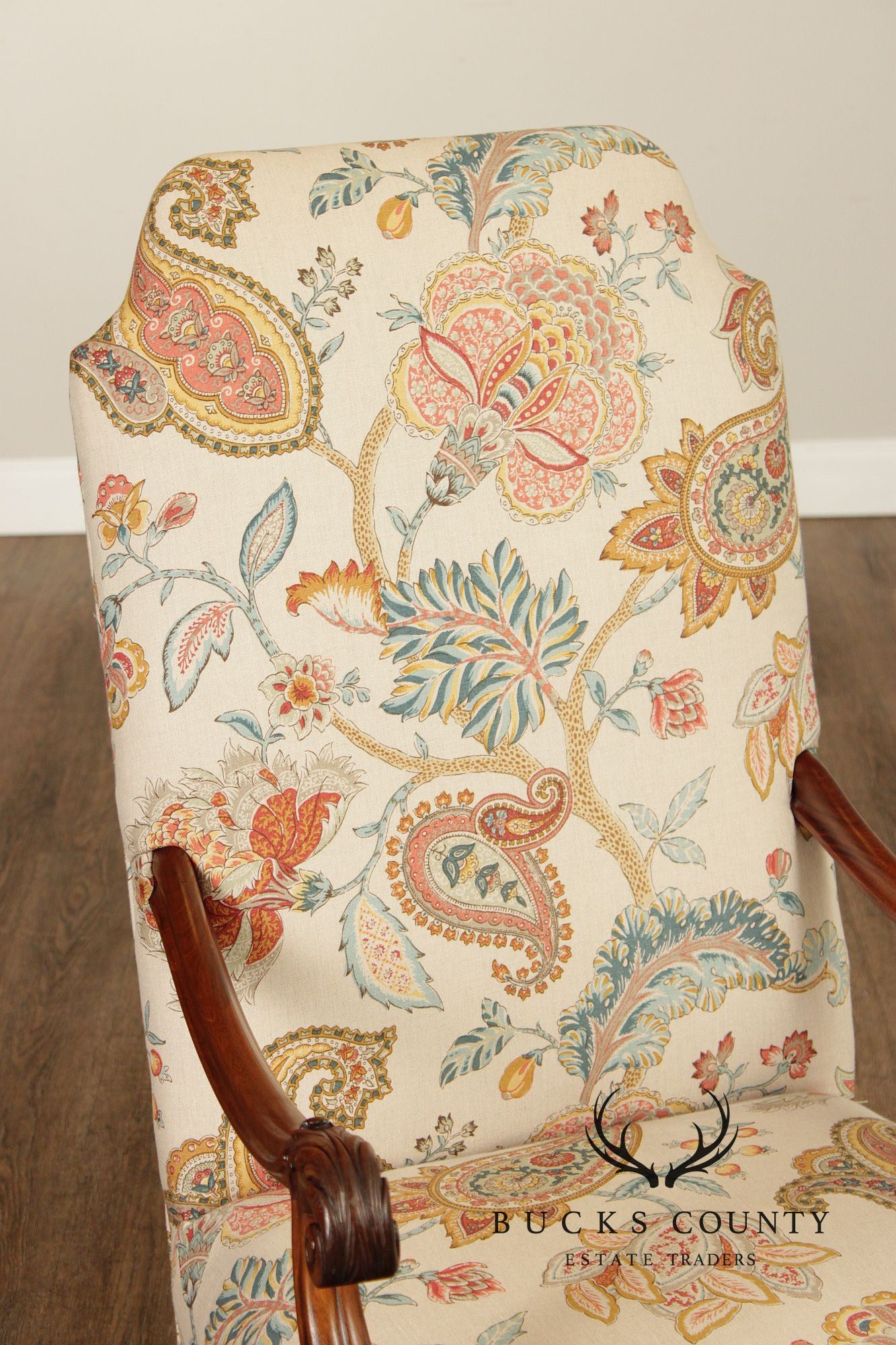 French Louis XIII Style Walnut Carved Armchair