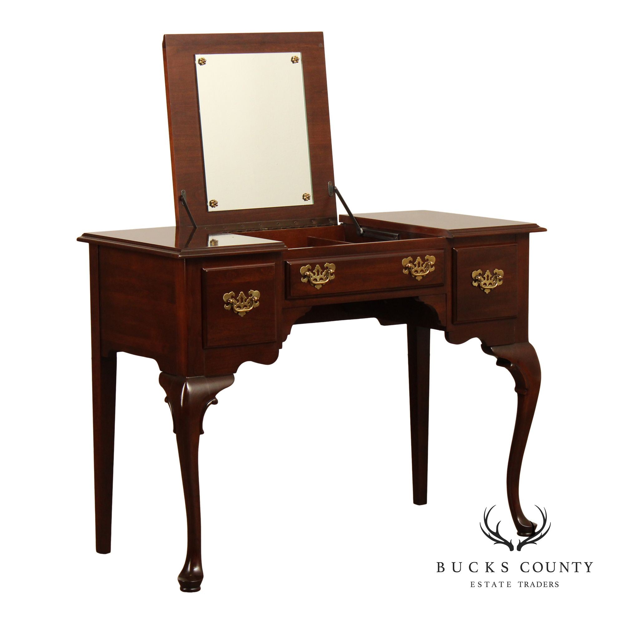 Ethan Allen Queen Anne Style Georgian Court Cherry Vanity