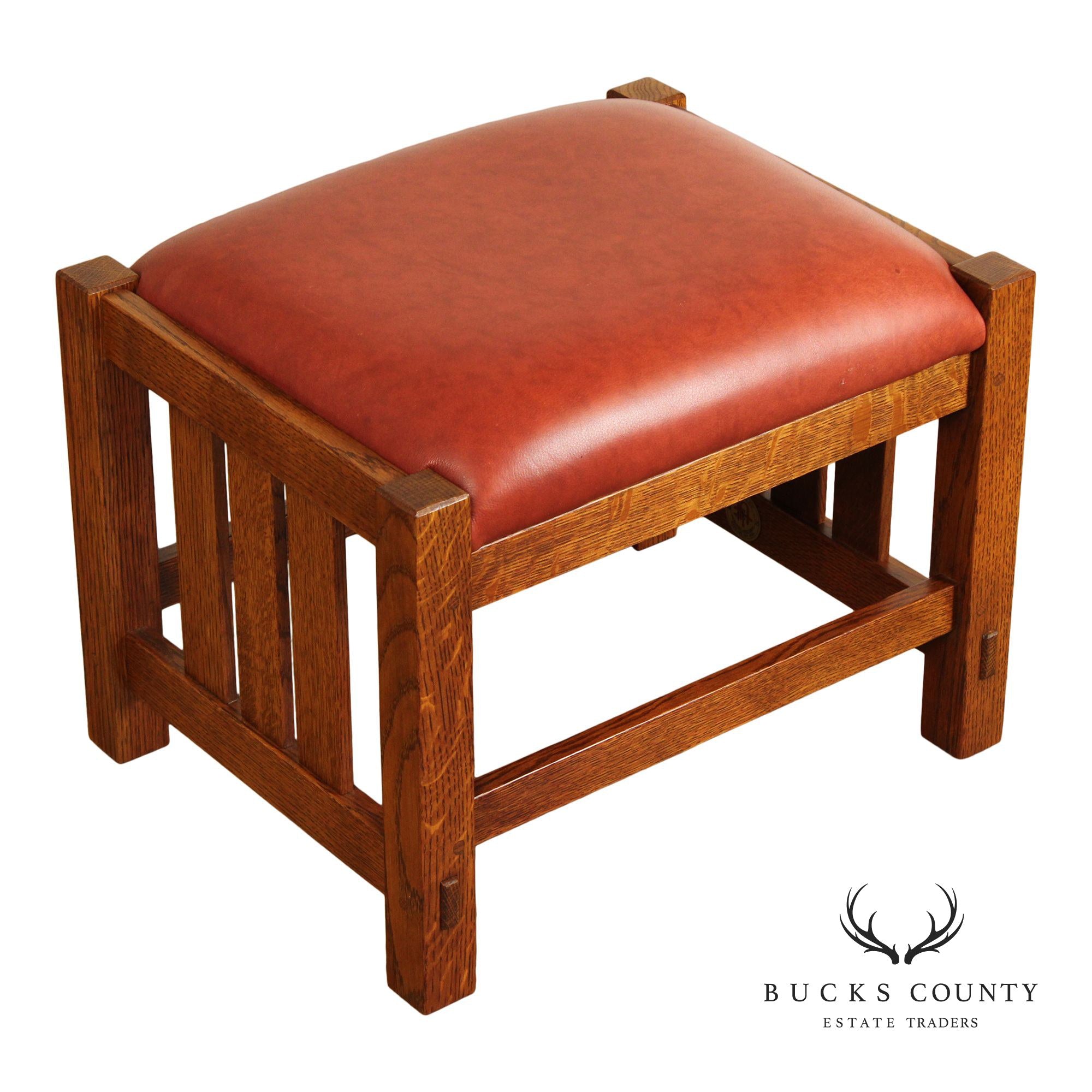 Stickley Mission Collection Oak and Leather Footstool