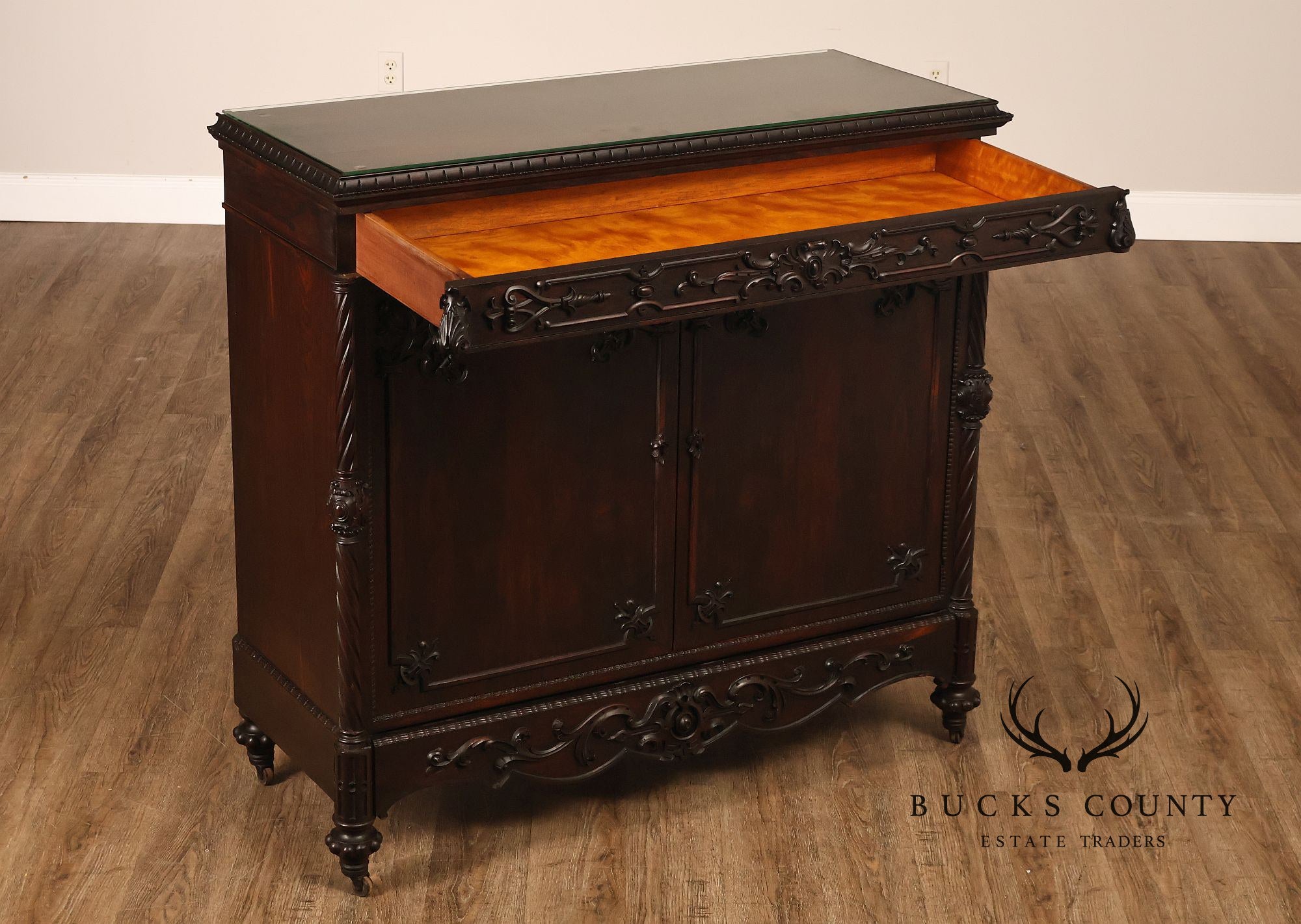 Antique Victorian Rosewood Carved Server