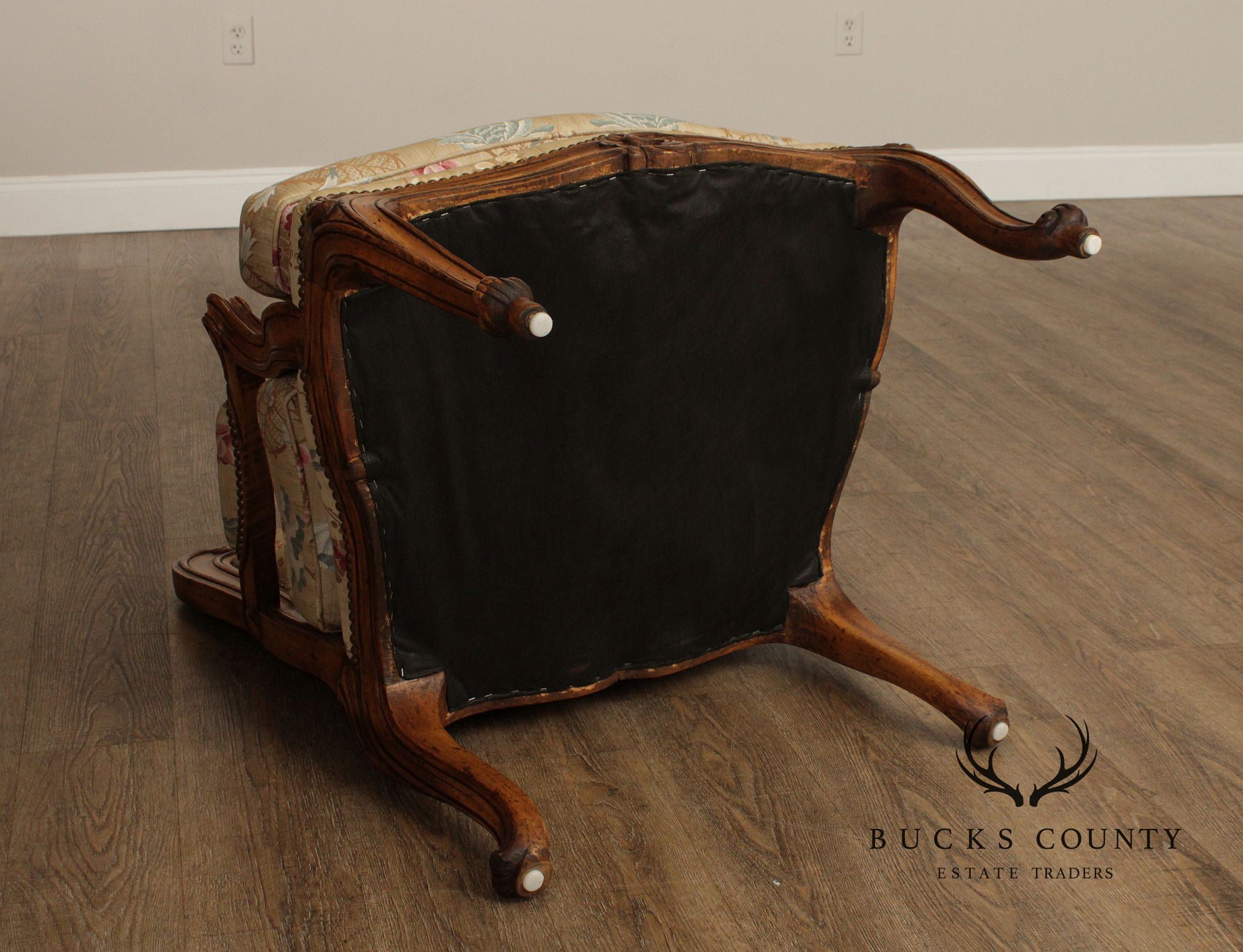 Italian Rococo Style Custom Upholstered Carved Walnut Armchair