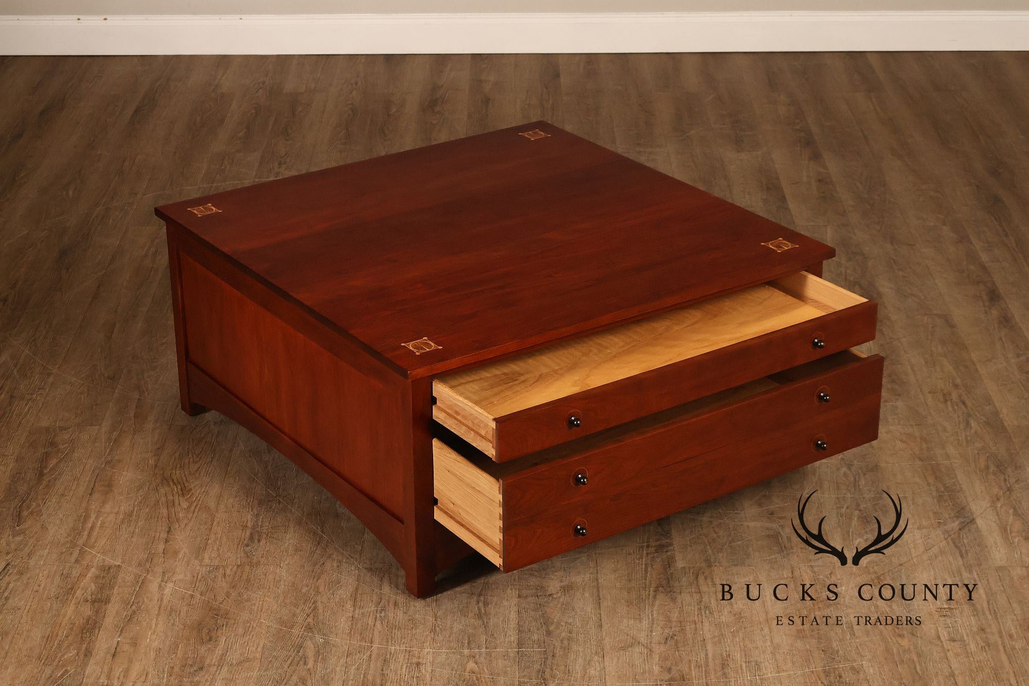 Stickley Harvey Ellis Square Cherry Storage Cocktail Table
