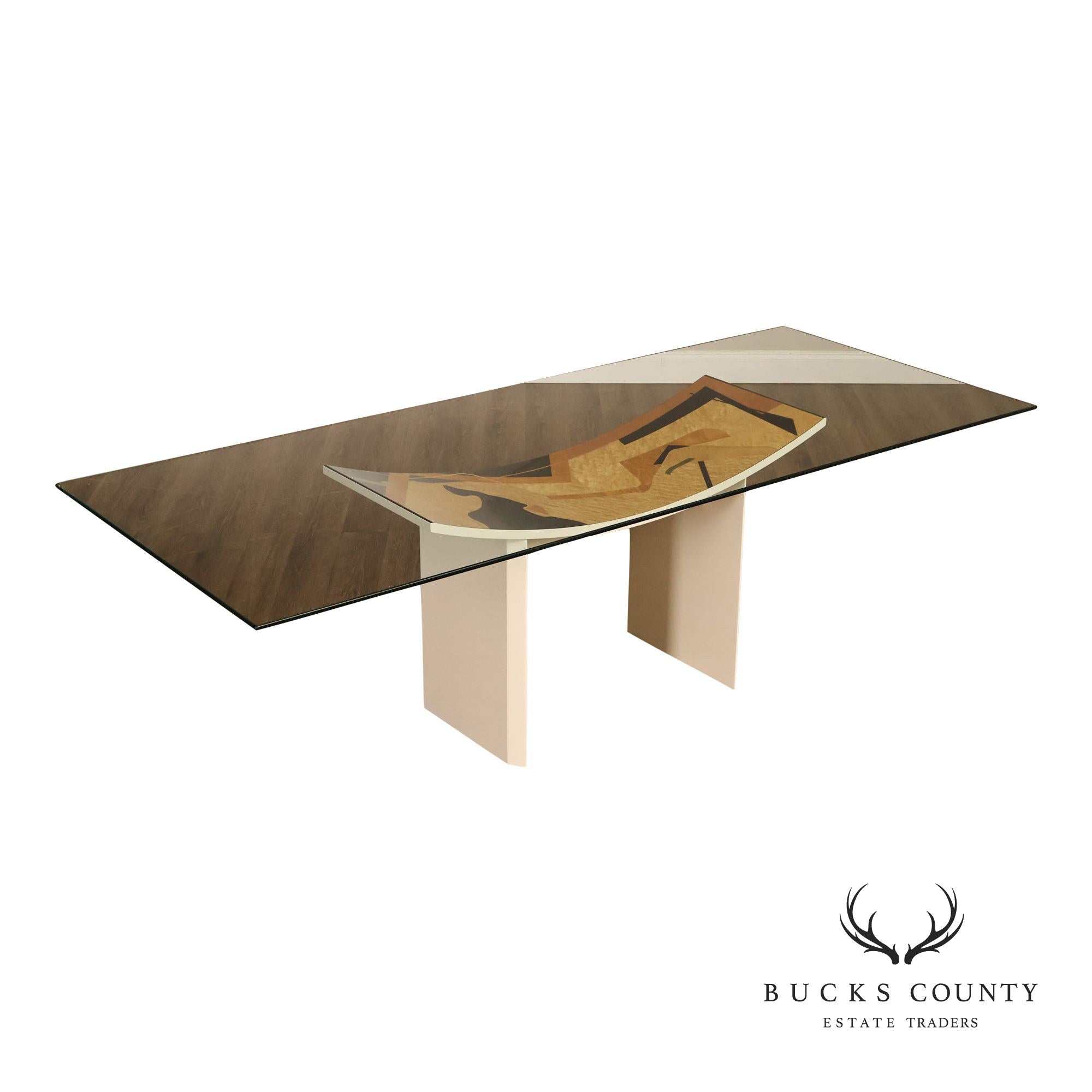 Constantini Pietro Glass Top Sculptural Dining Table