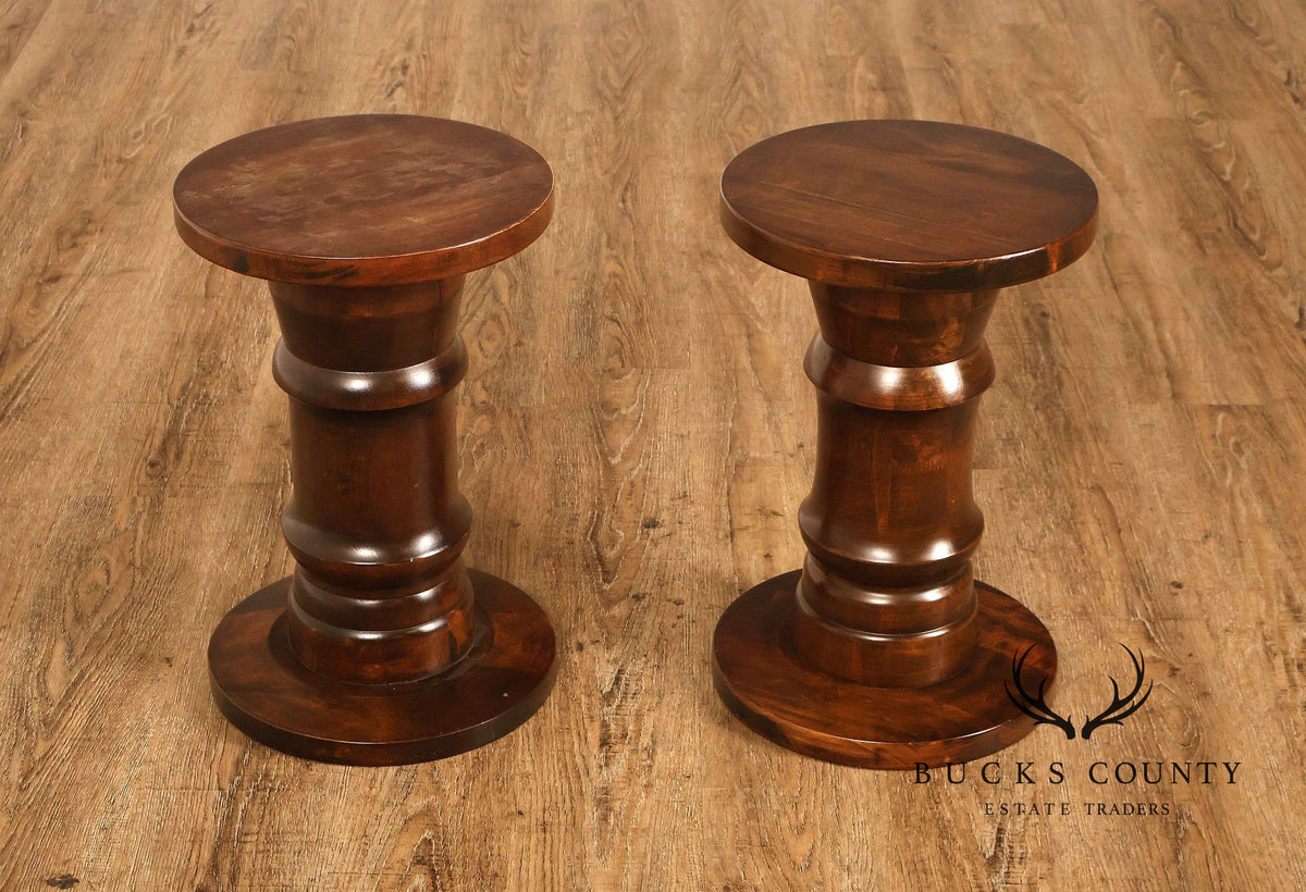 British Colonial Style Pair of Turned Wood Pedestals