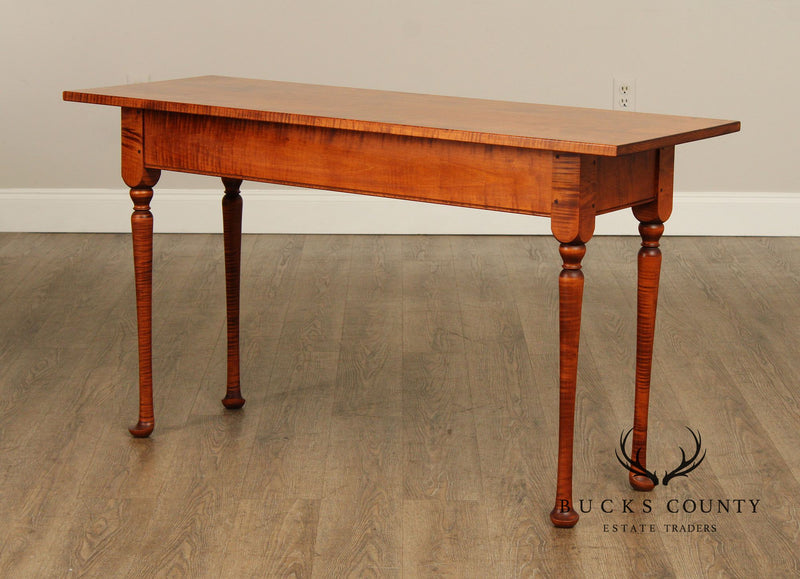 J.L. Treharn Queen Anne Style Tiger Maple Console Table